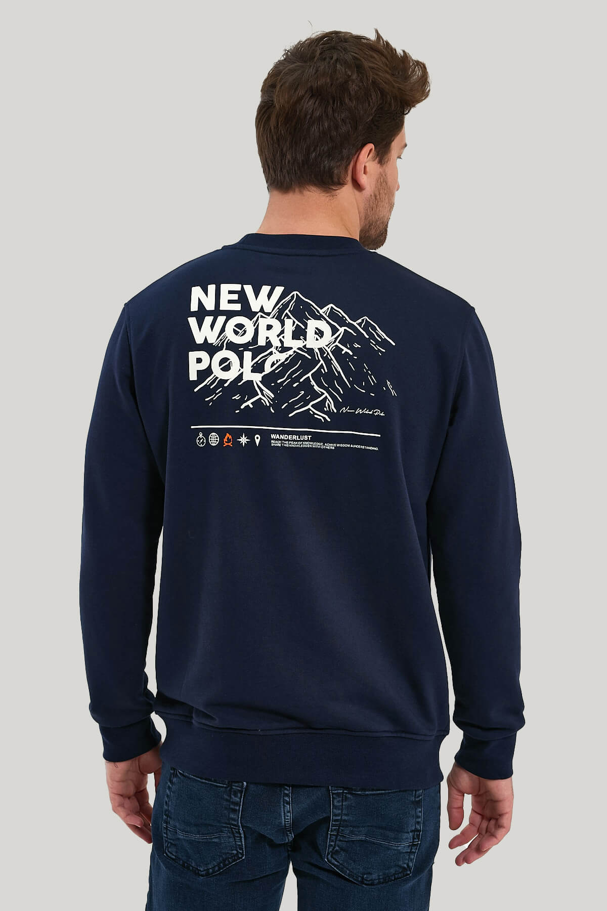 Bisiklet Yaka Lacivert Slim Fit Sweatshirt 23FWM60148