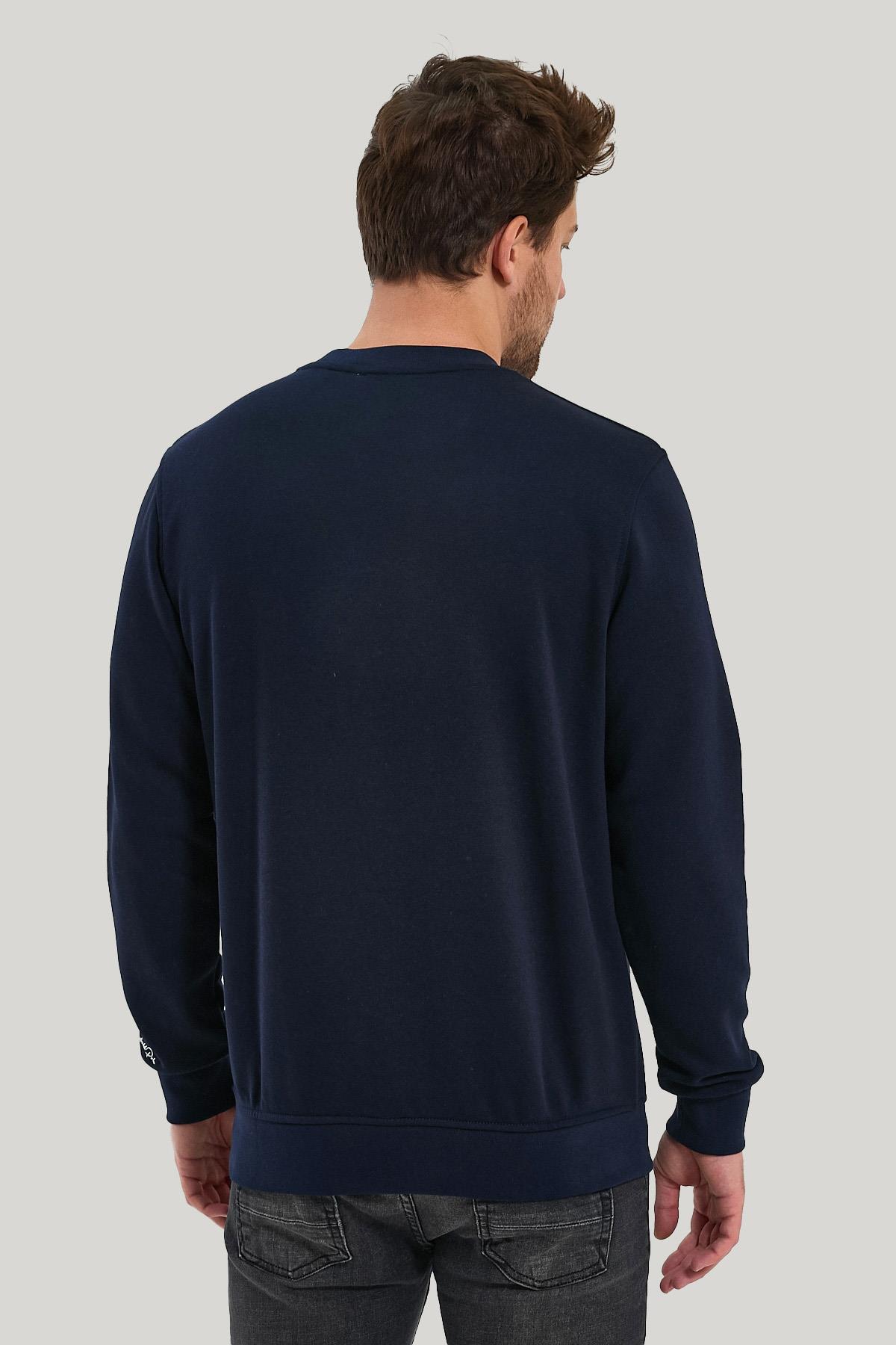 Bisiklet Yaka Lacivert Slim Fit Sweatshirt 23FWM60166