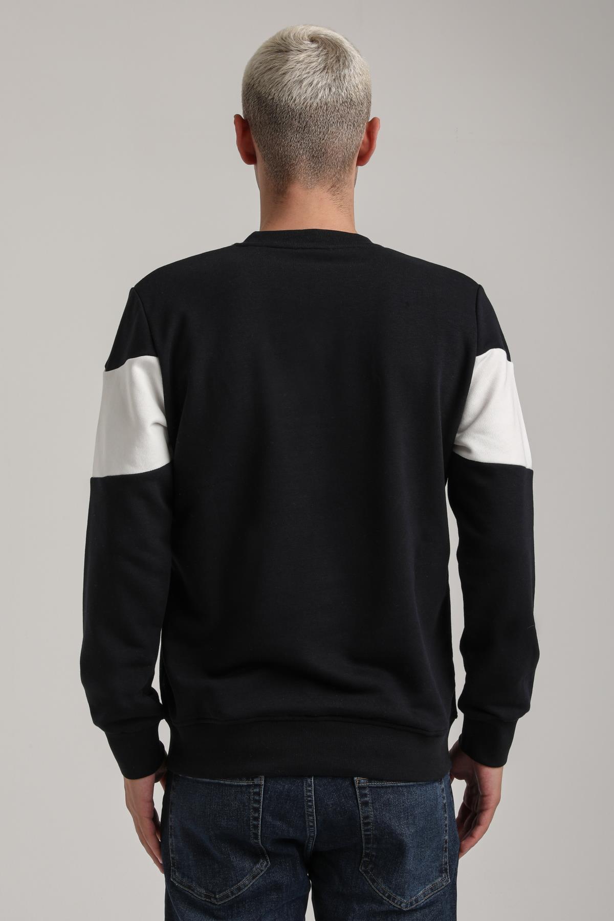 Bisiklet Yaka Lacivert Slim Fit Sweatshirt 24FWM60203