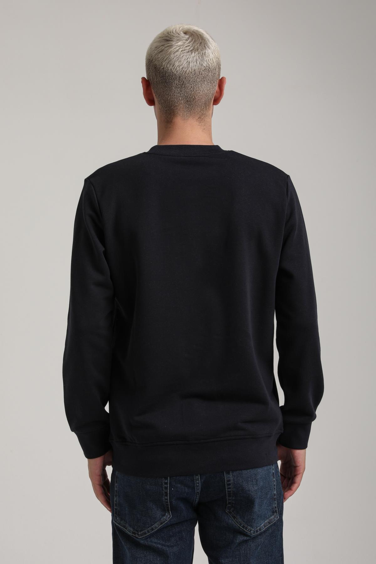 Bisiklet Yaka Lacivert Slim Fit Sweatshirt 24FWM60195