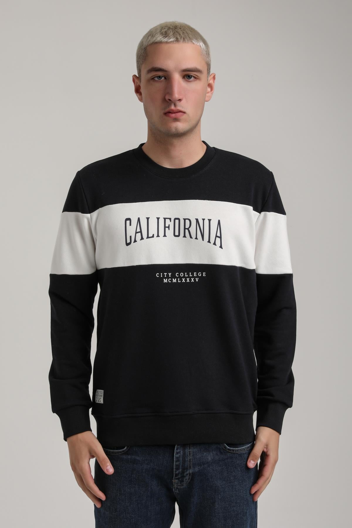Bisiklet Yaka Lacivert Slim Fit Sweatshirt 24FWM60203