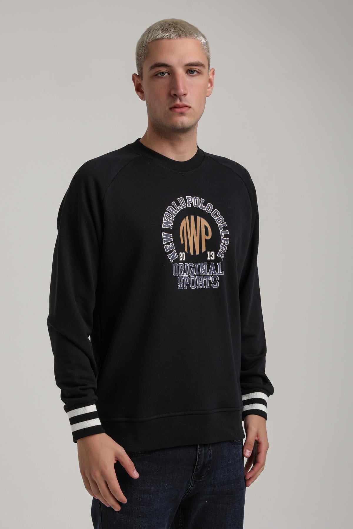 Bisiklet Yaka Lacivert Slim Fit Sweatshirt 24FWM60187