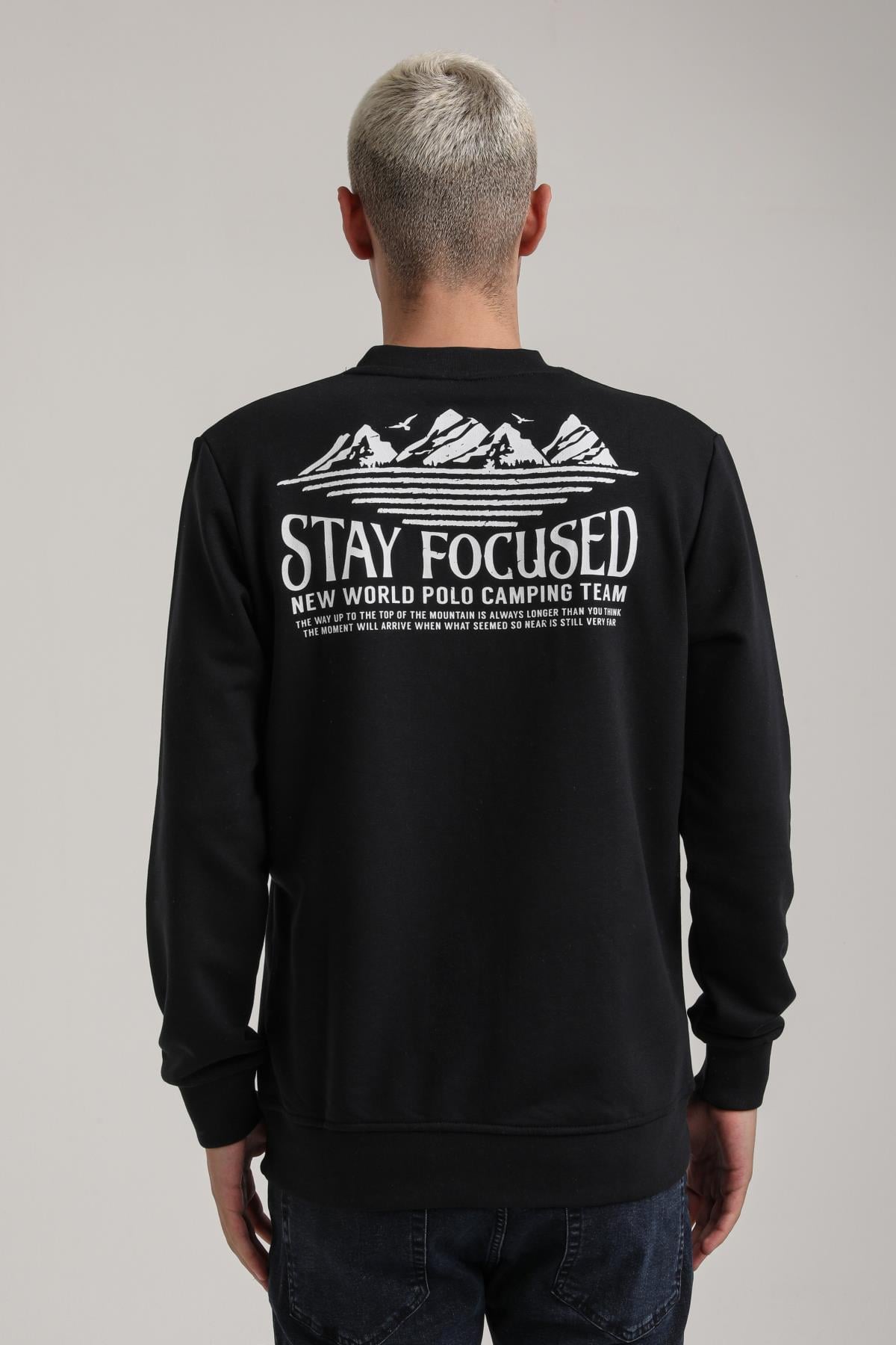 Bisiklet Yaka Lacivert Slim Fit Sweatshirt 24FWM60188