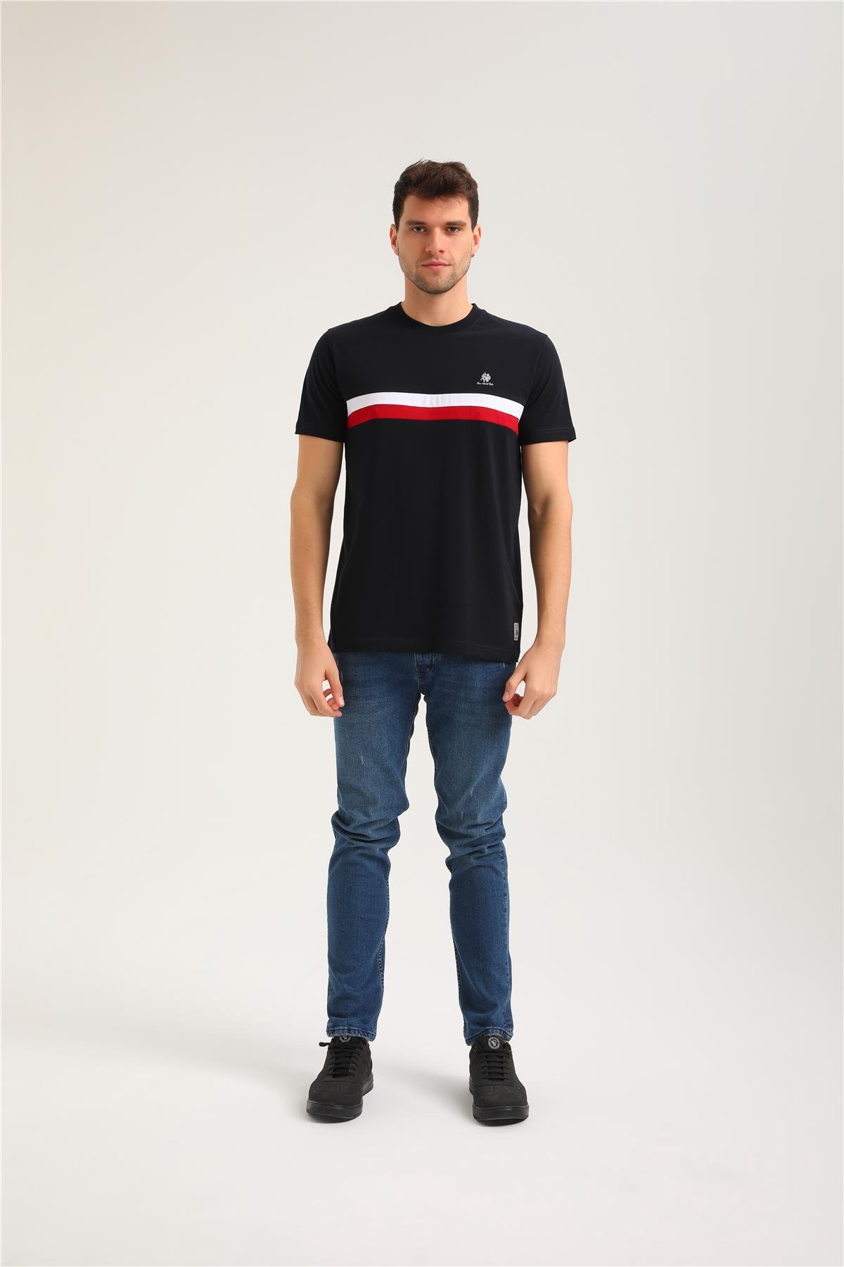 Bisiklet Yaka Lacivert Slim Fit Tişört 24SSM20336