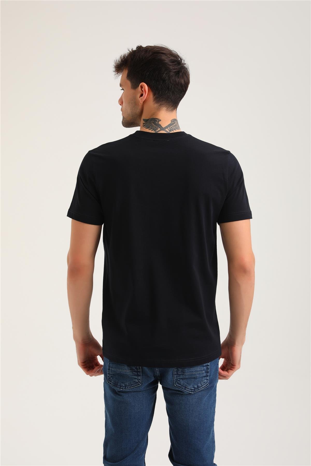Bisiklet Yaka Lacivert Slim Fit Tişört 24SSM20336
