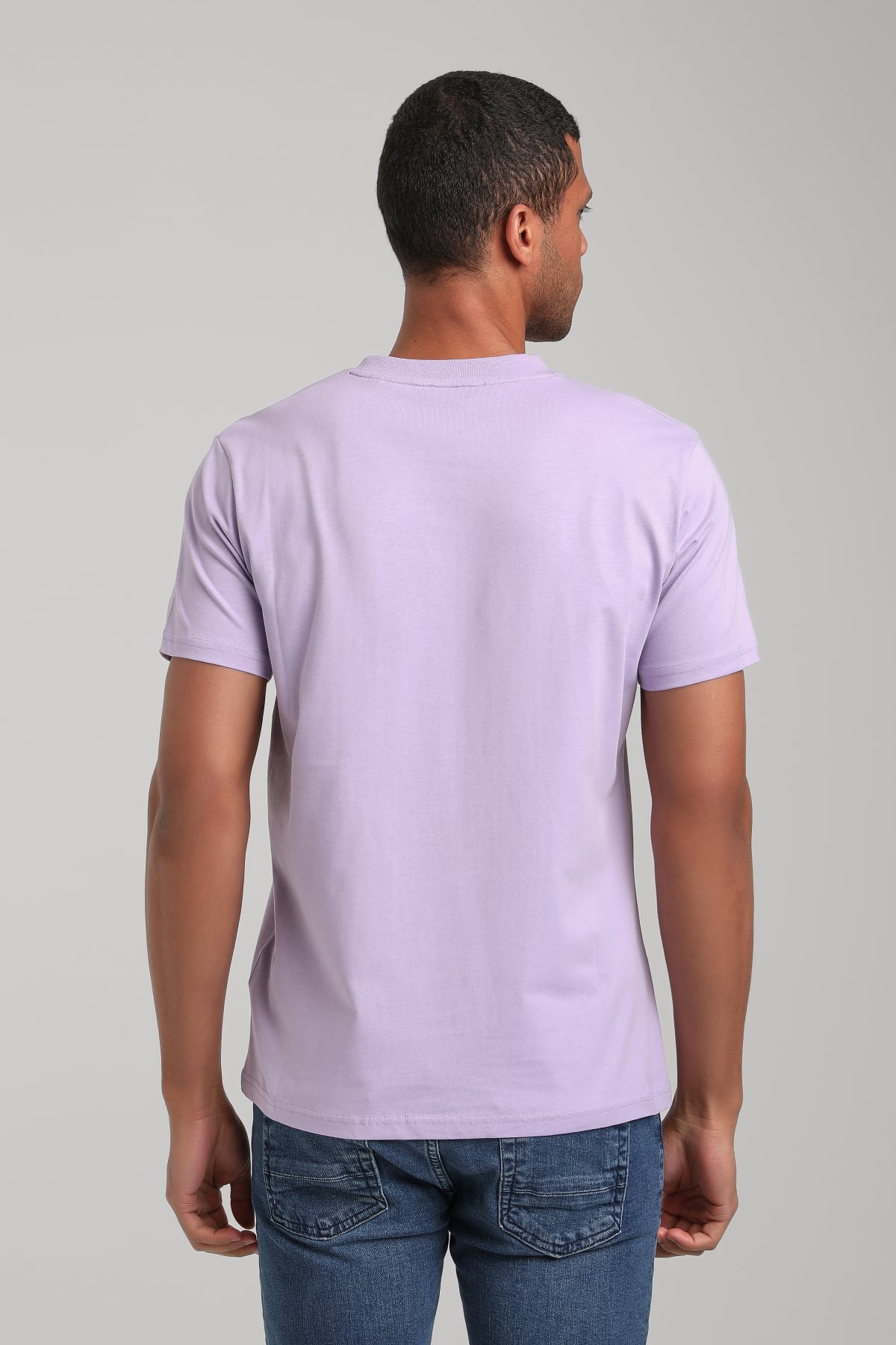 Bisiklet Yaka Lila Regular Custom Tişört 24SSM20293