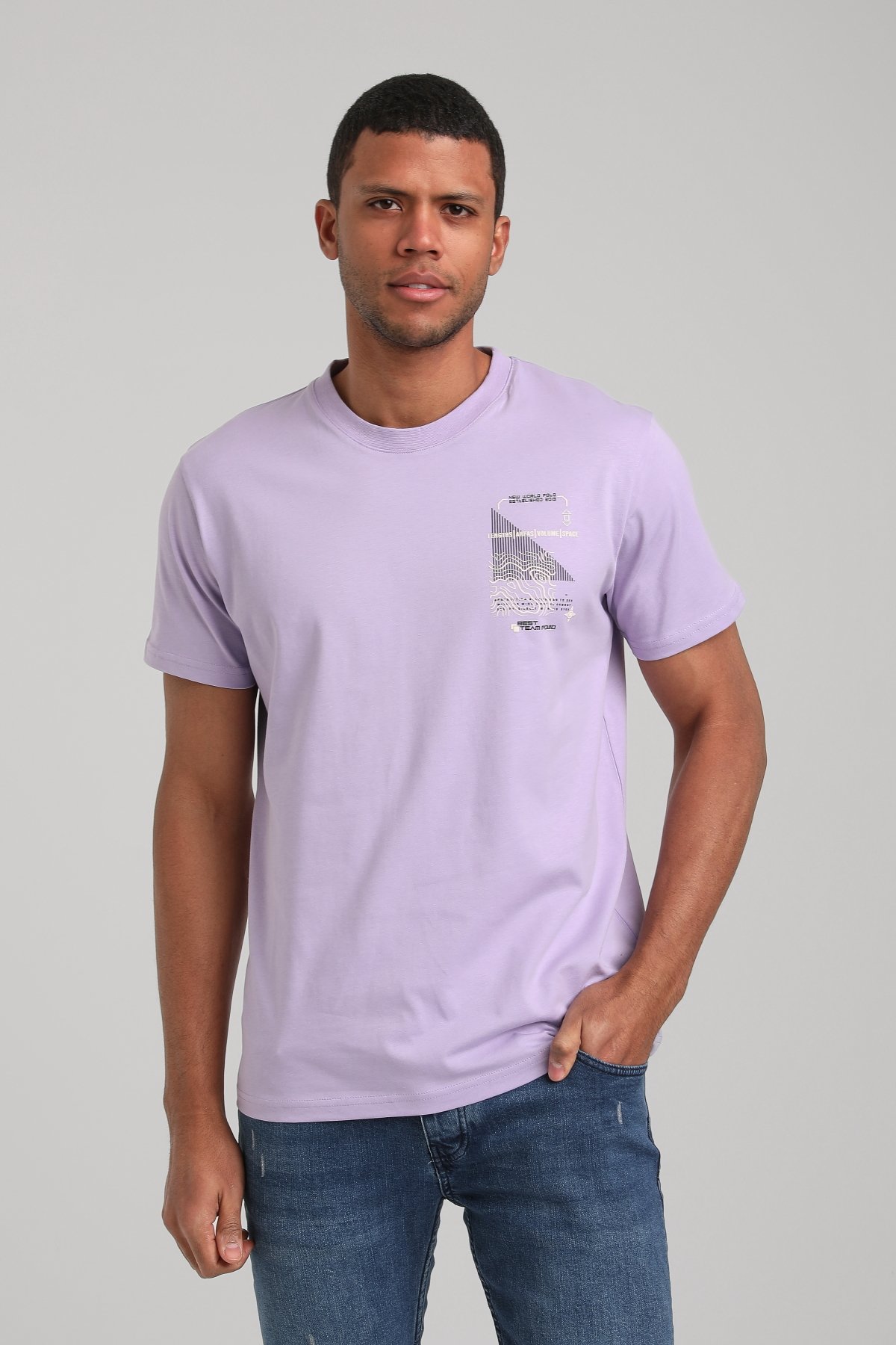 Bisiklet Yaka Lila Regular Custom Tişört 24SSM20293