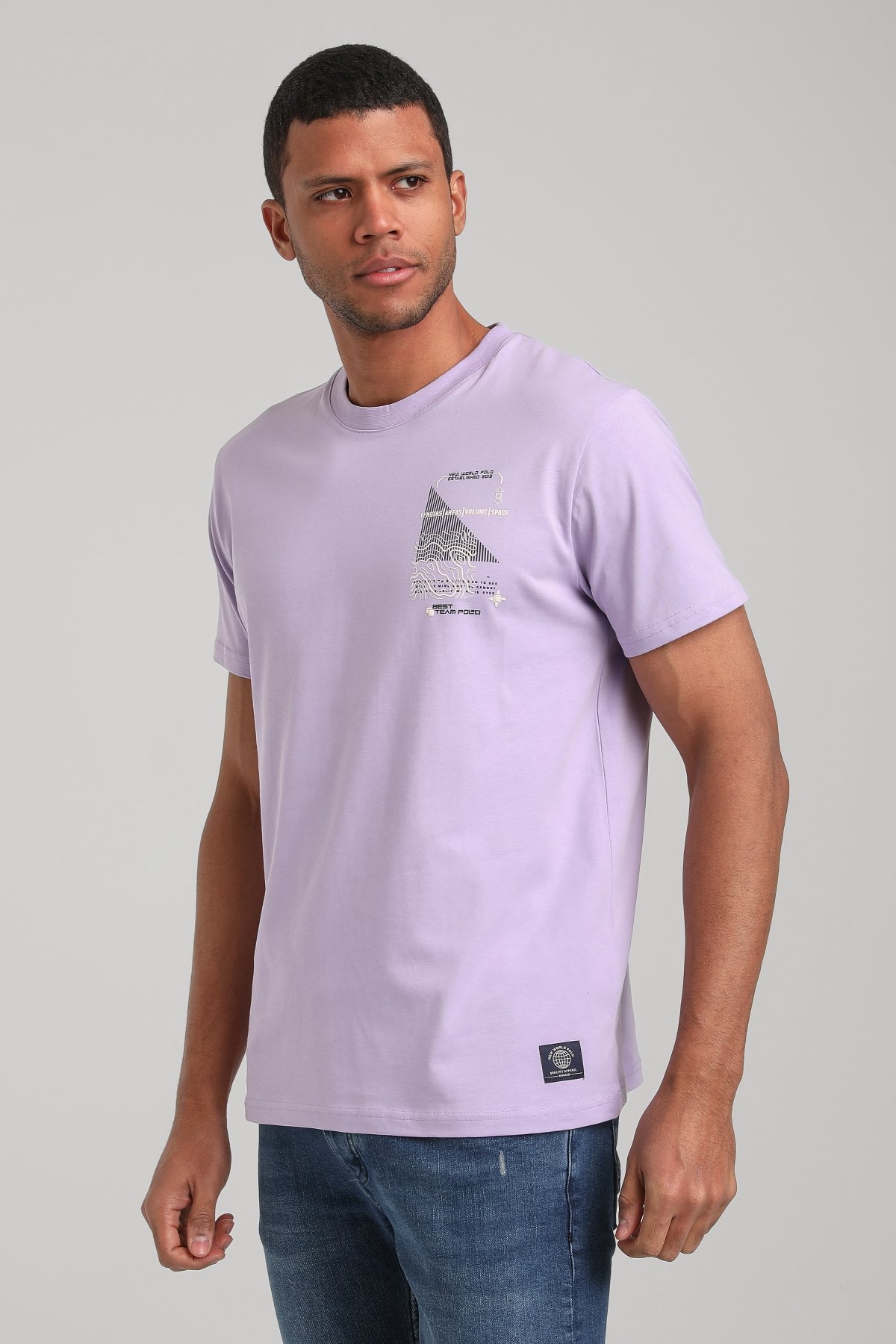 Bisiklet Yaka Lila Regular Custom Tişört 24SSM20293