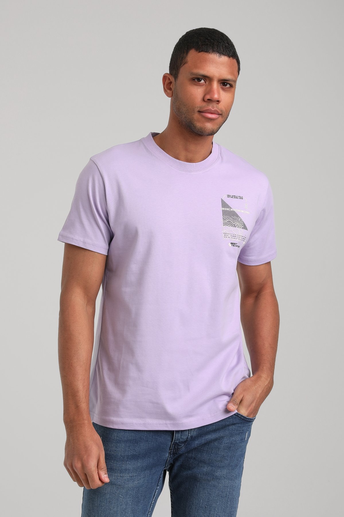 Bisiklet Yaka Lila Regular Custom Tişört 24SSM20293