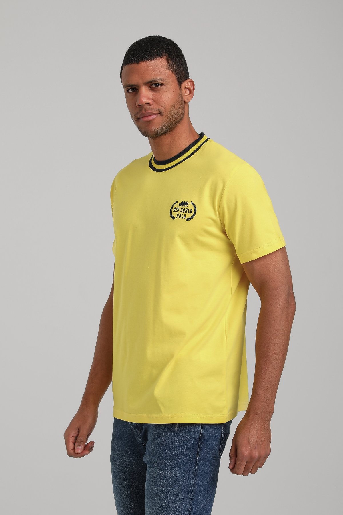 Bisiklet Yaka Sarı Regular Custom Tişört 24SSM20300