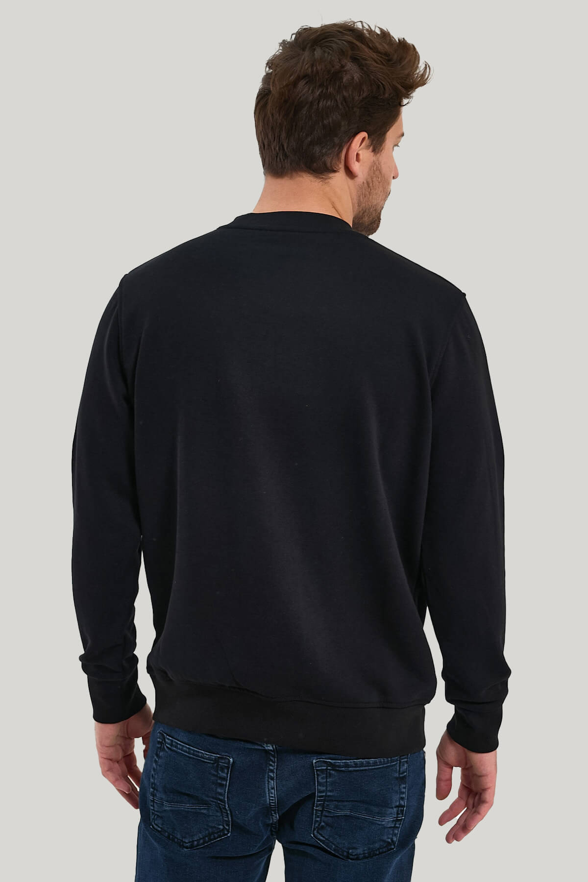 Bisiklet Yaka Siyah Regular Custom Sweatshirt 23FWM60143