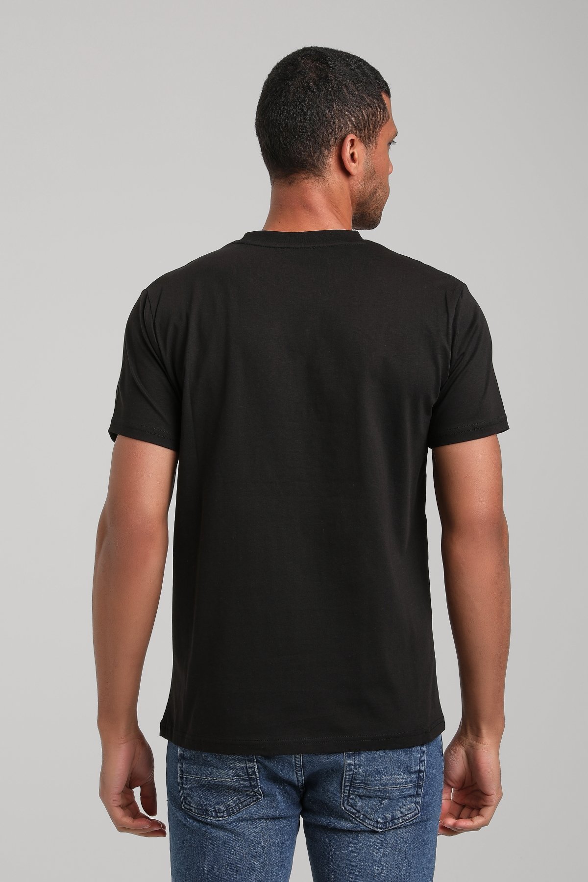 Bisiklet Yaka Siyah Regular Custom Tişört 24SSM20291