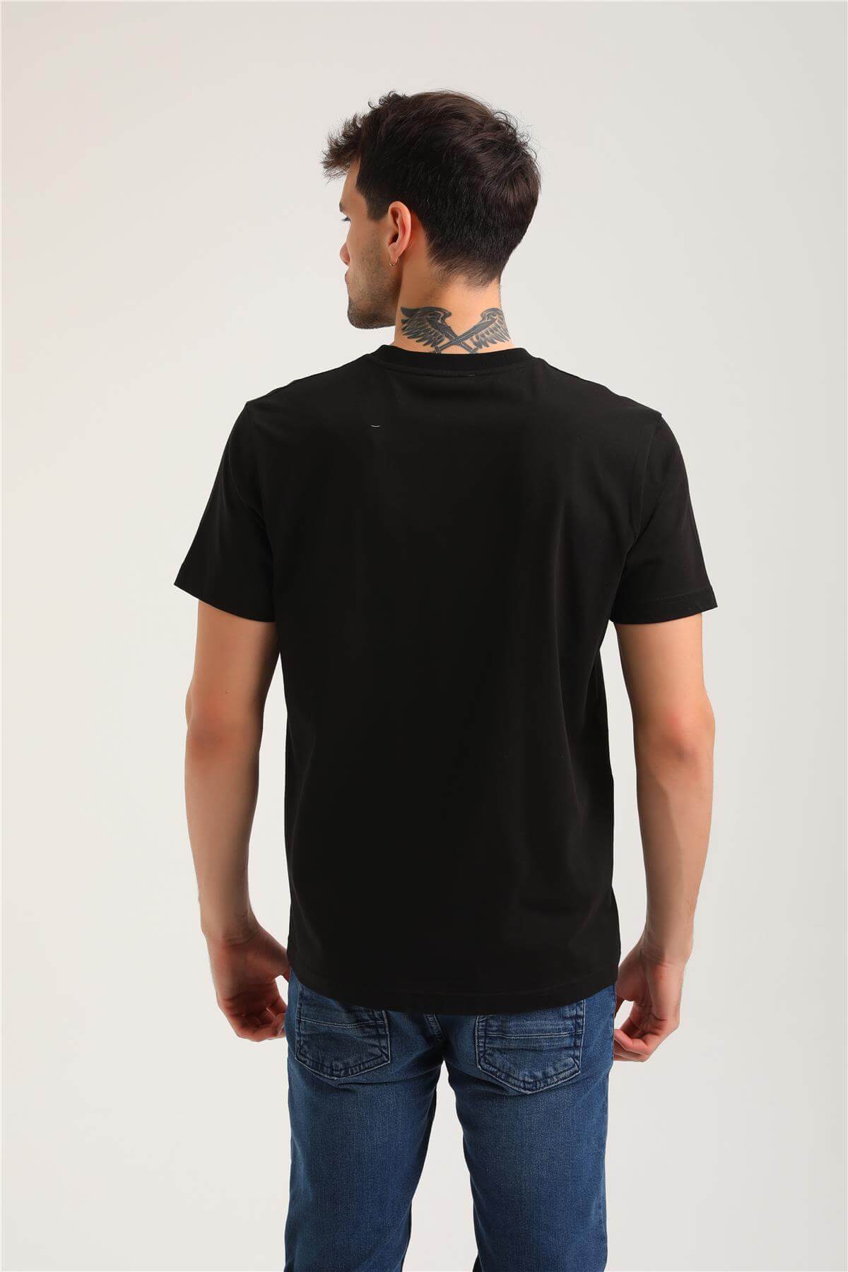 Bisiklet Yaka Siyah Regular Custom Tişört 24SSM20266