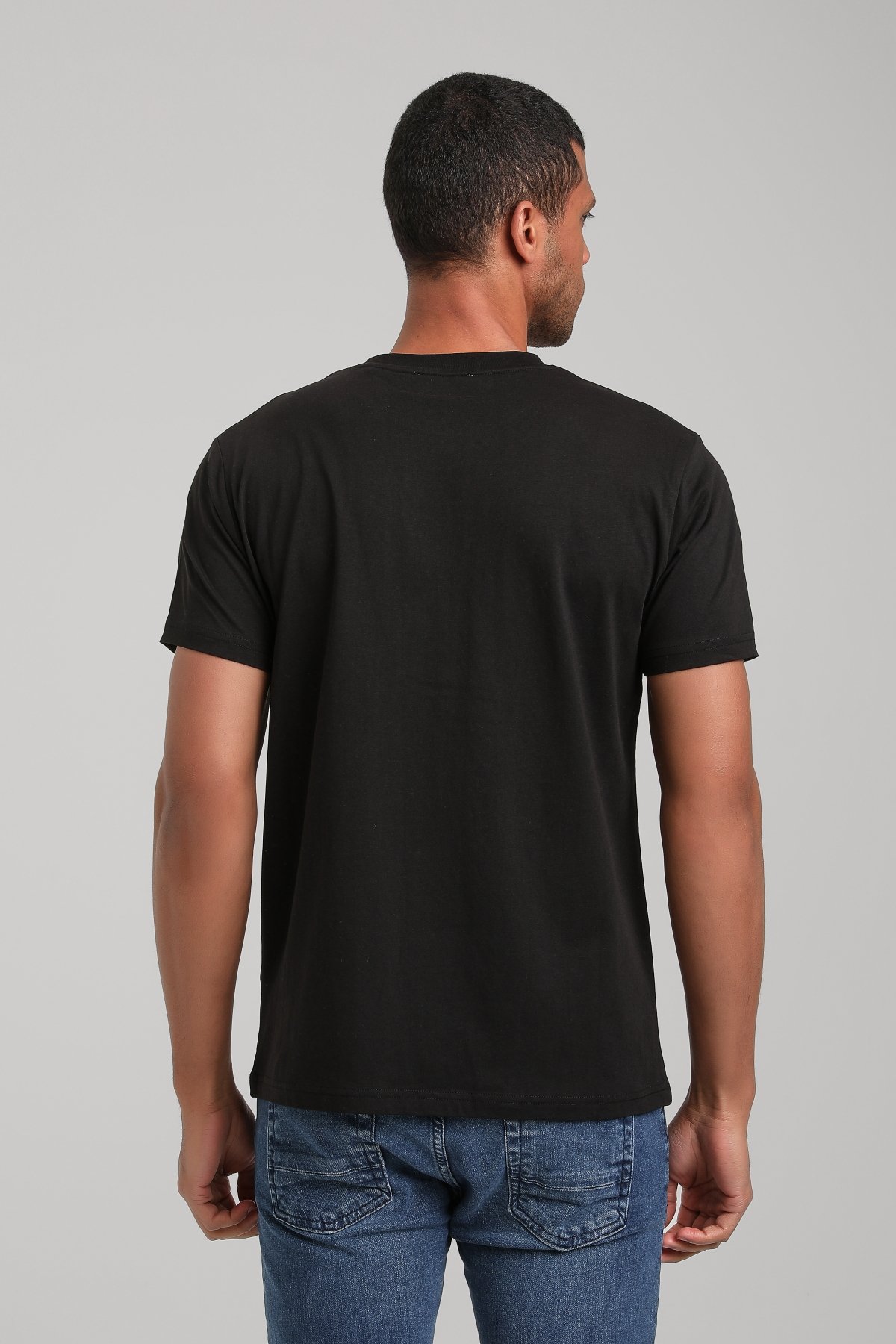 Bisiklet Yaka Siyah Regular Custom Tişört 24SSM20320