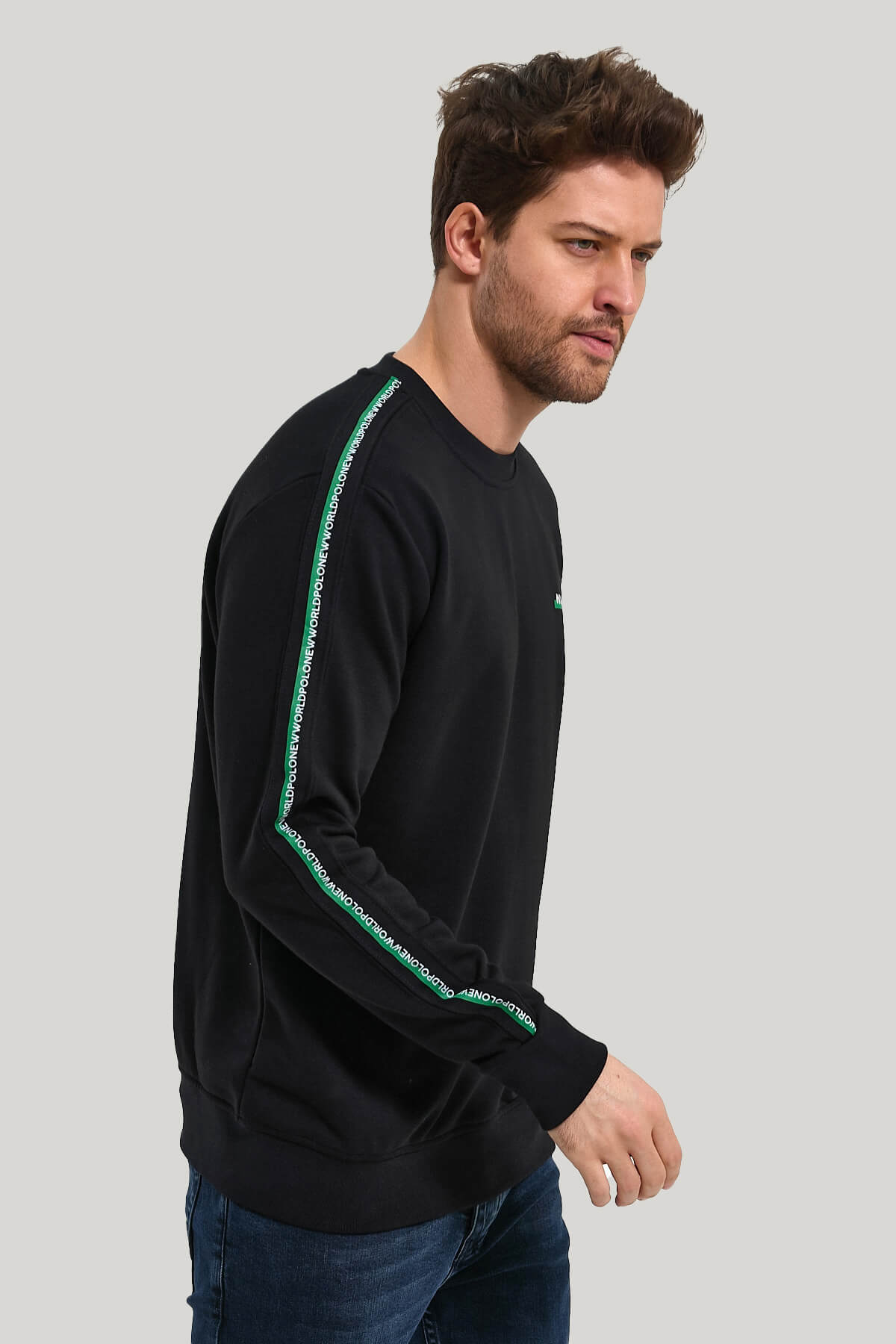 Bisiklet Yaka Siyah Slim Fit Sweatshirt 23FWM60145