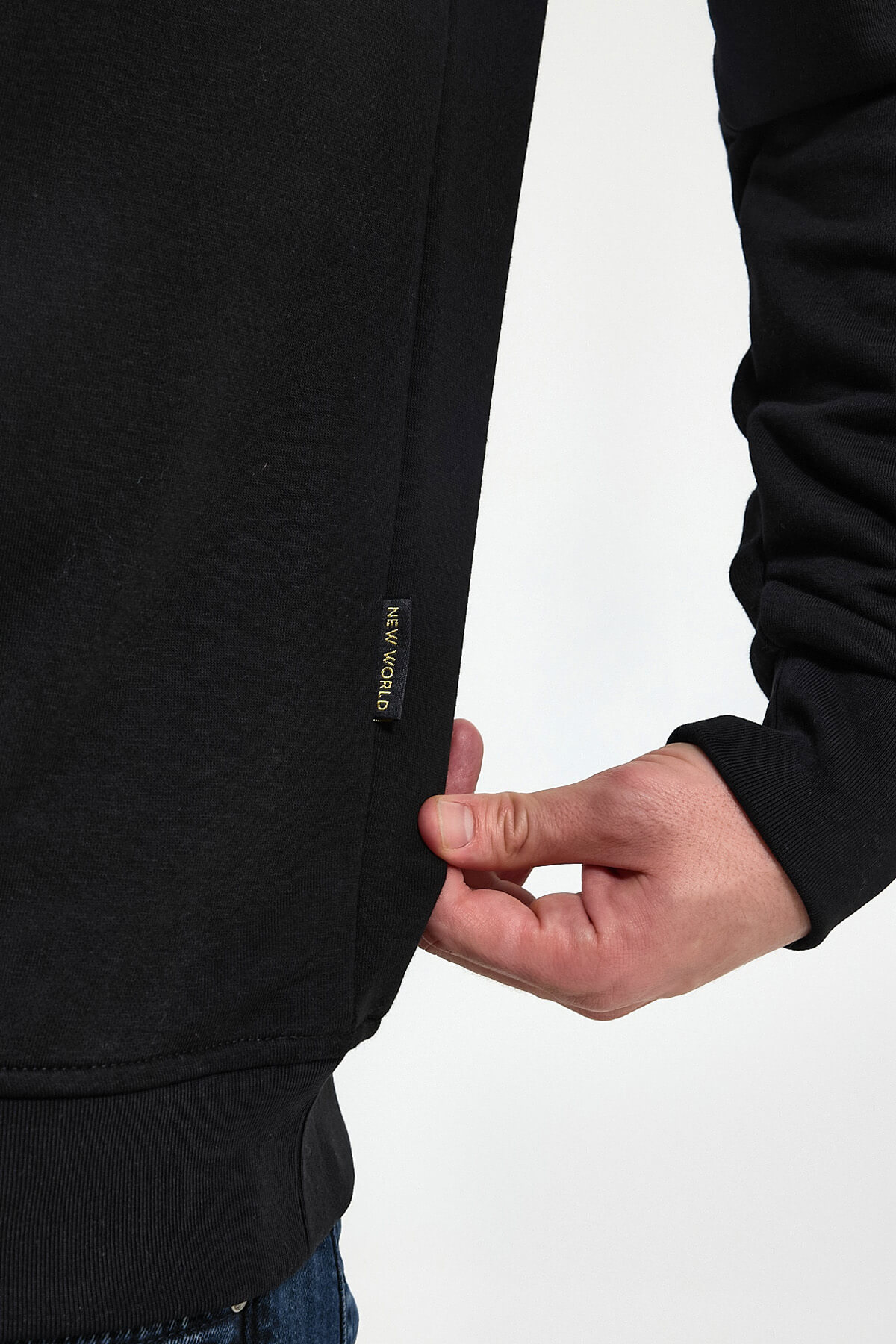 Bisiklet Yaka Siyah Slim Fit Sweatshirt 23FWM60145