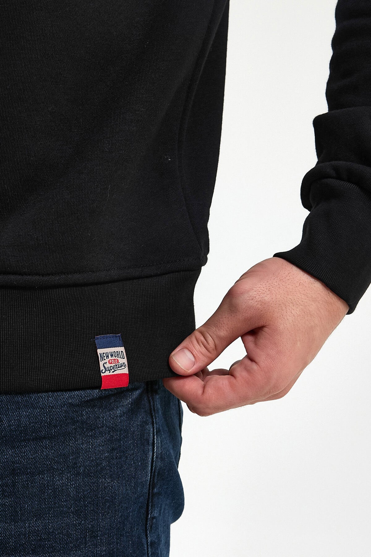 Bisiklet Yaka Siyah Slim Fit Sweatshirt 23FWM60159