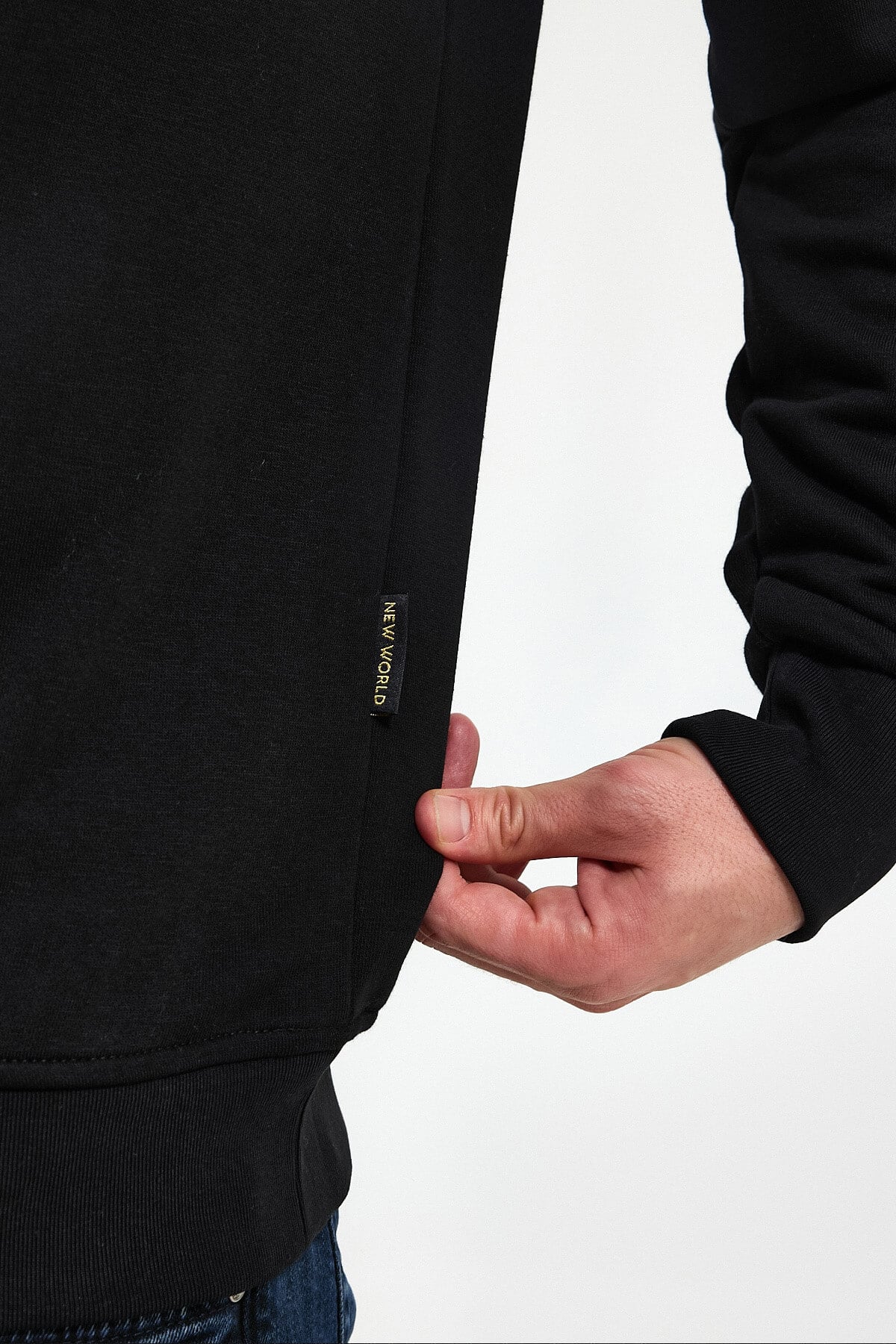 Bisiklet Yaka Siyah Slim Fit Sweatshirt 23FWM60145