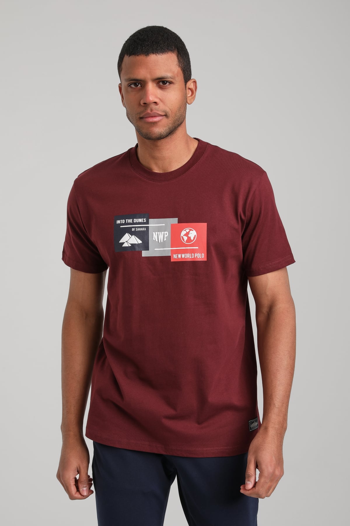 Bisiklet Yaka Vişne Regular Custom Tişört 24SSM20328