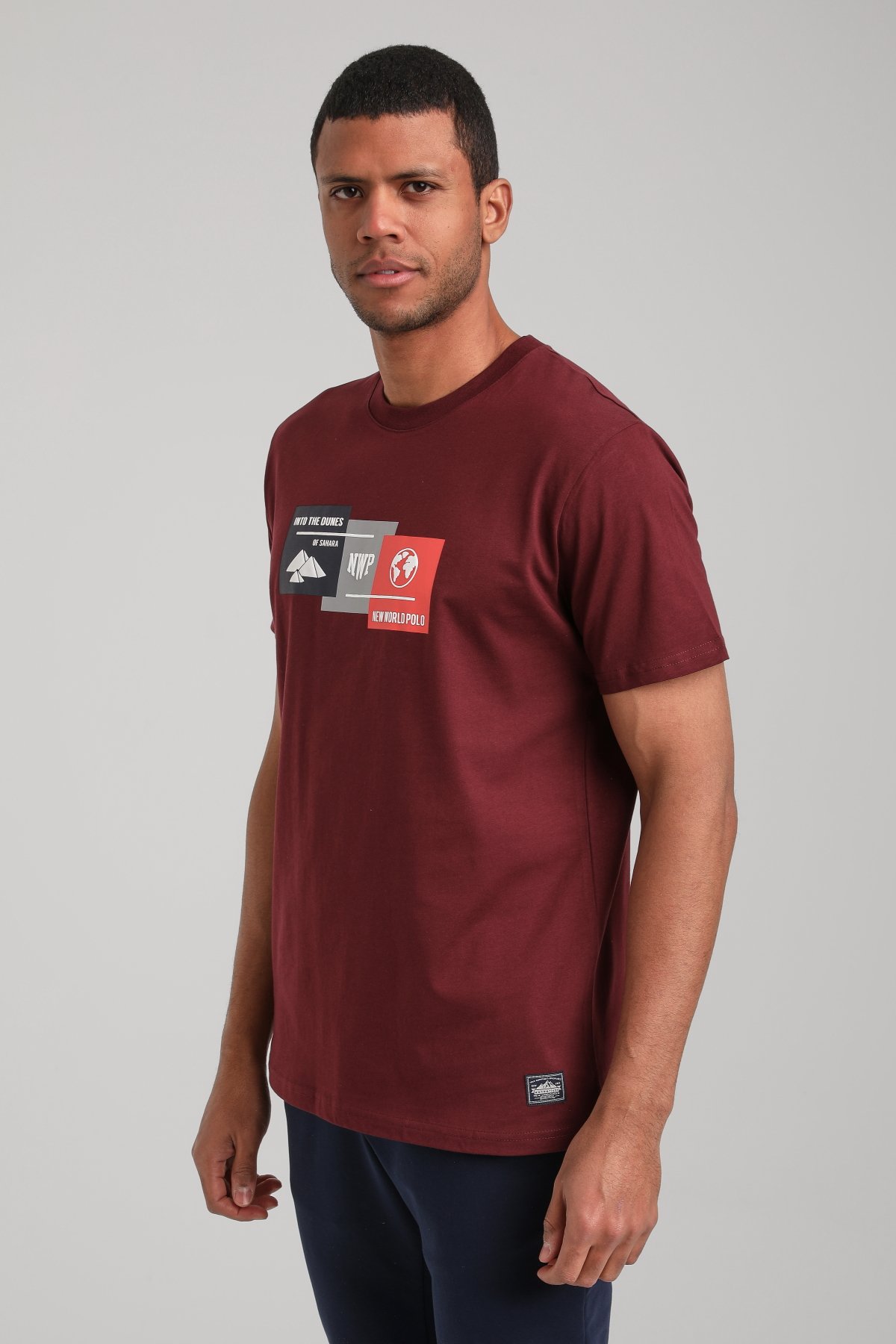 Bisiklet Yaka Vişne Regular Custom Tişört 24SSM20328