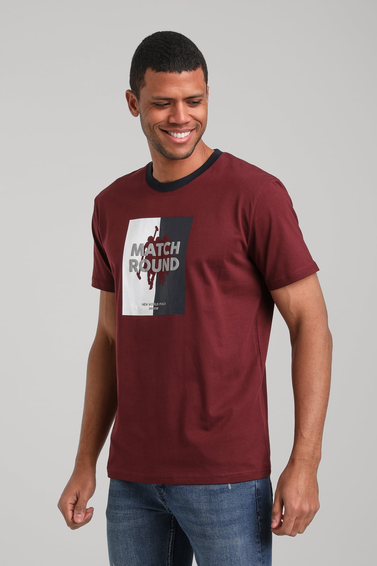Bisiklet Yaka Vişne Regular Custom Tişört 24SSM20291