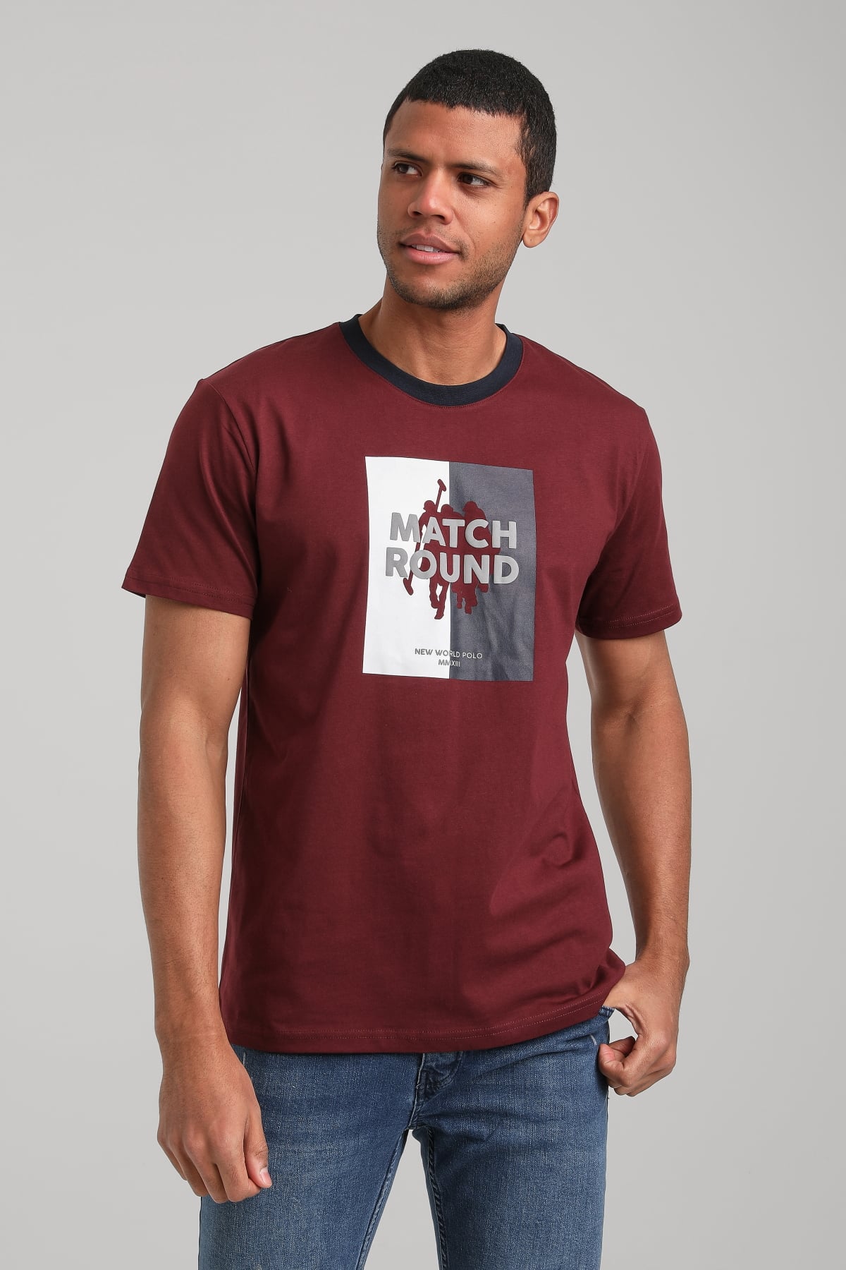 Bisiklet Yaka Vişne Regular Custom Tişört 24SSM20291