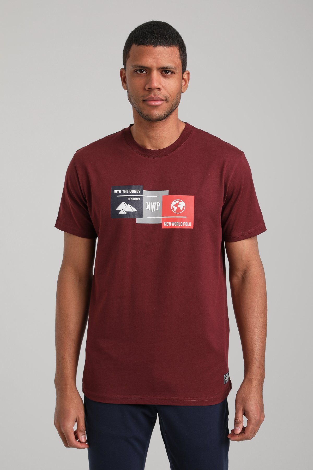 Bisiklet Yaka Vişne Regular Custom Tişört 24SSM20328