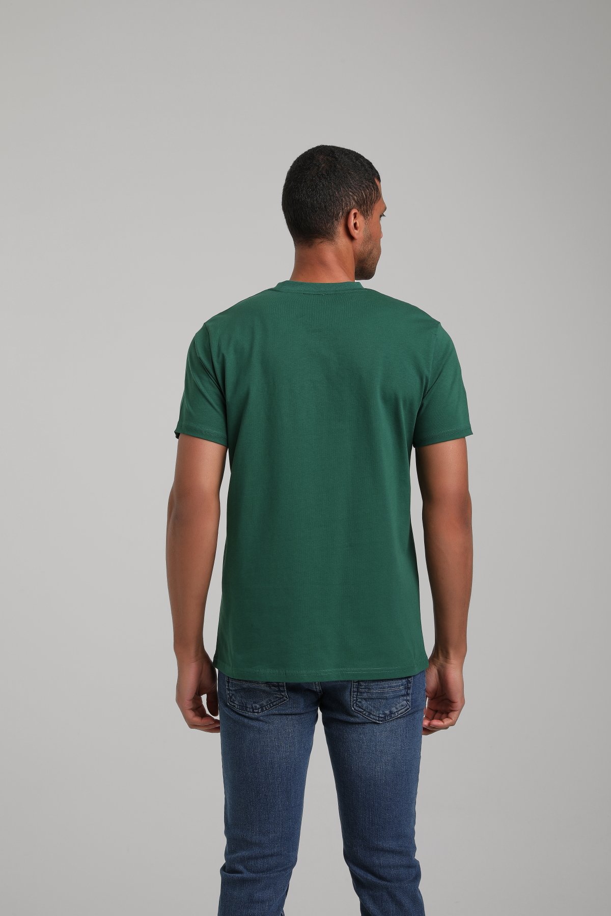 Bisiklet Yaka Yeşil Regular Custom Tişört 24SSM20328