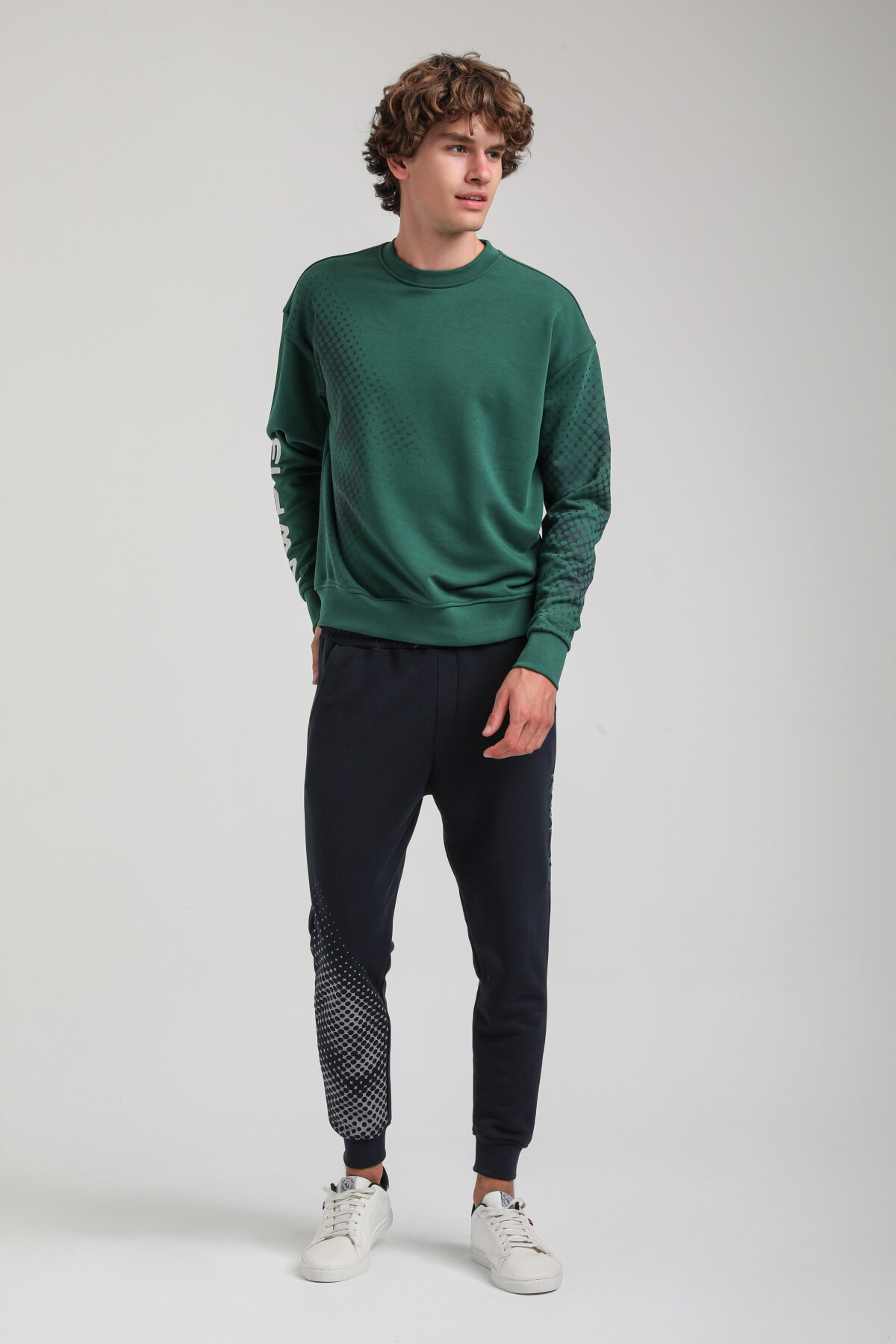 Bisiklet Yaka Yeşil Slim Fit Eşofman 23FWM60157