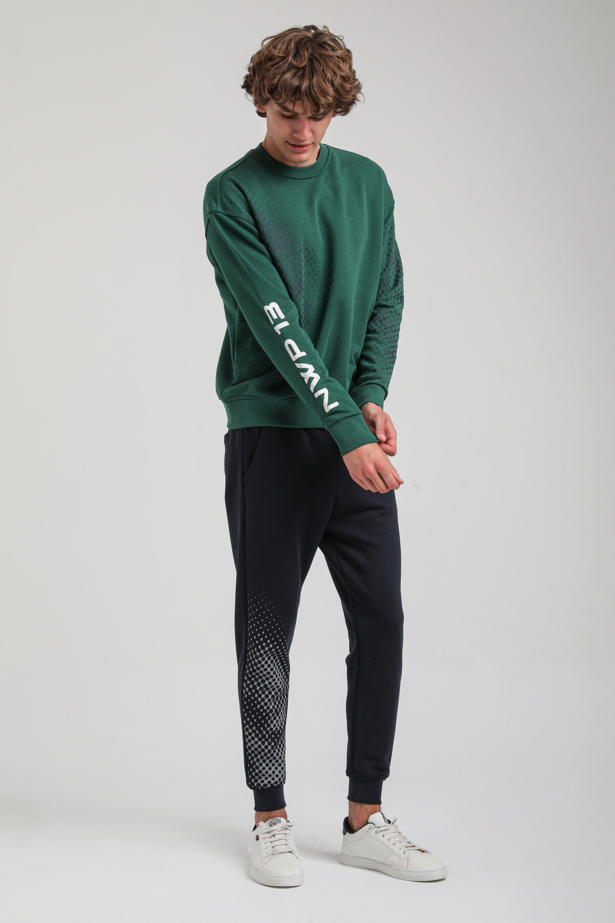Bisiklet Yaka Yeşil Slim Fit Eşofman 23FWM60157