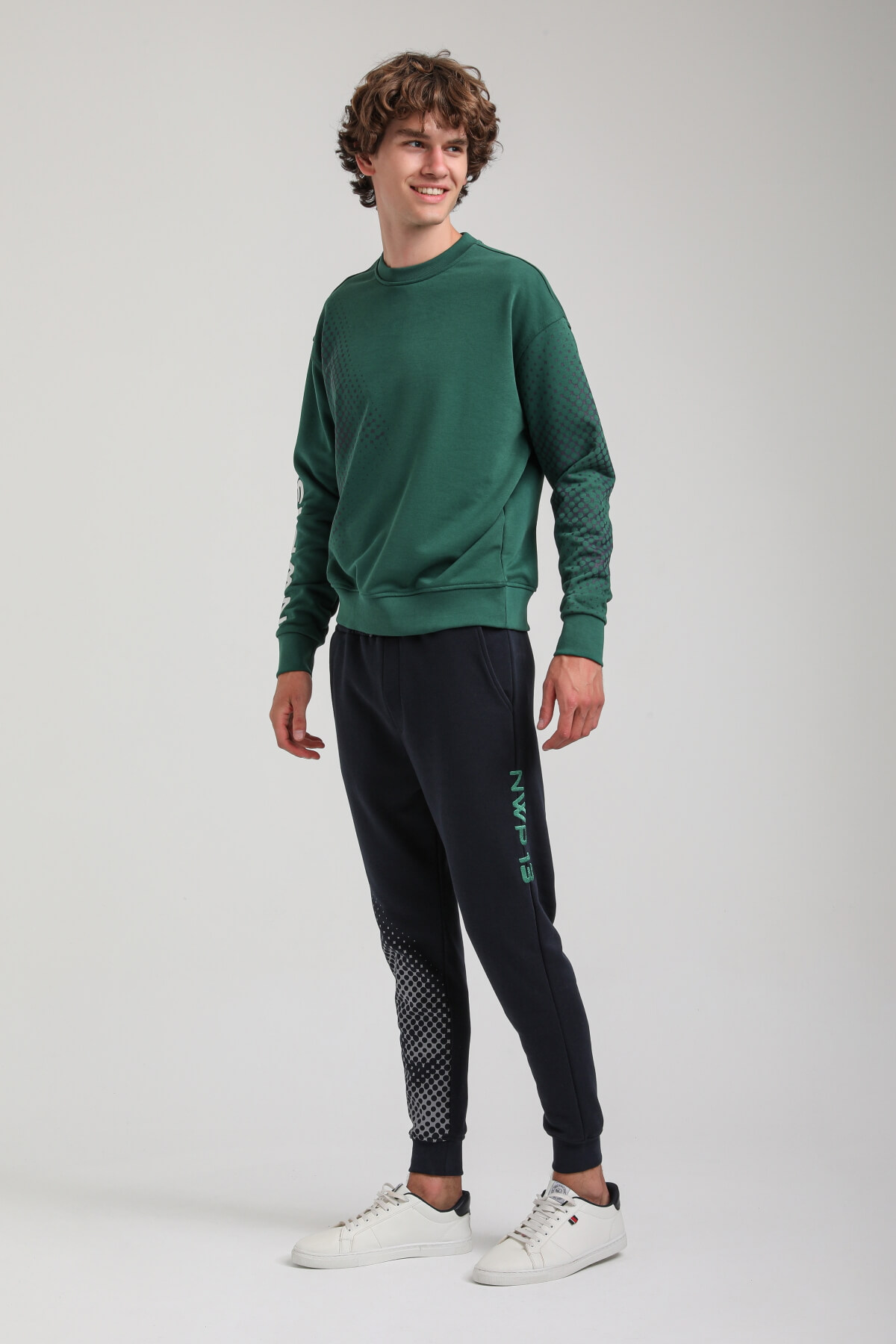 Bisiklet Yaka Yeşil Slim Fit Eşofman 23FWM60157