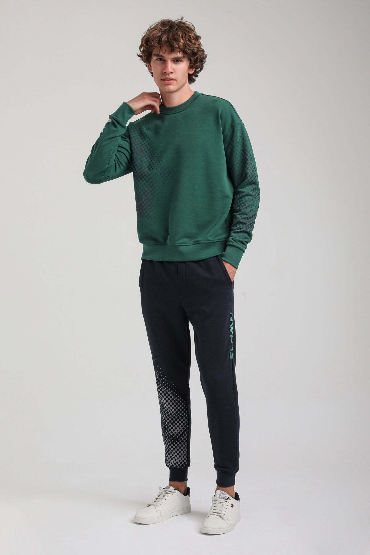 Bisiklet Yaka Yeşil Slim Fit Eşofman 23FWM60157