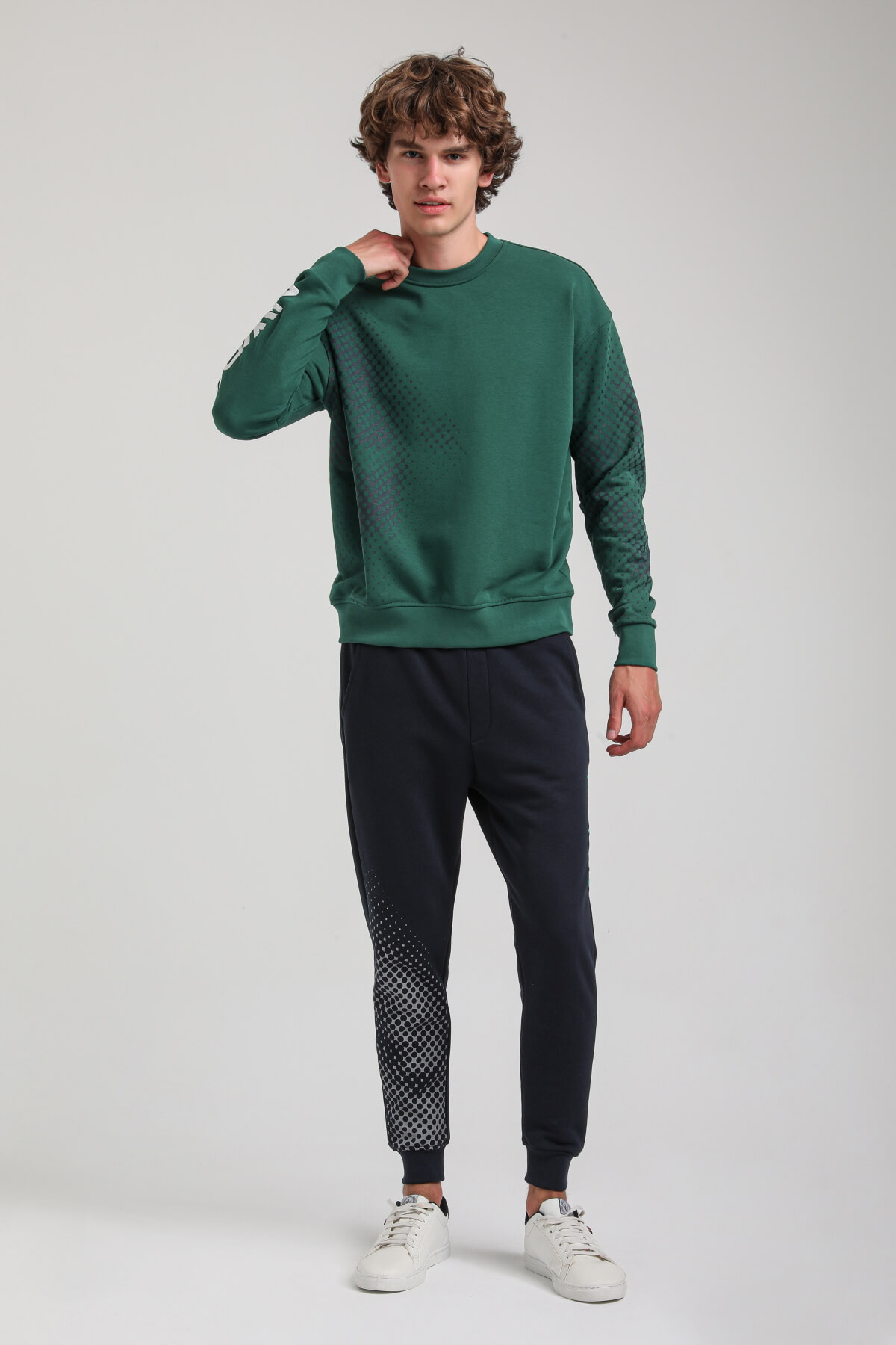 Bisiklet Yaka Yeşil Slim Fit Eşofman 23FWM60157