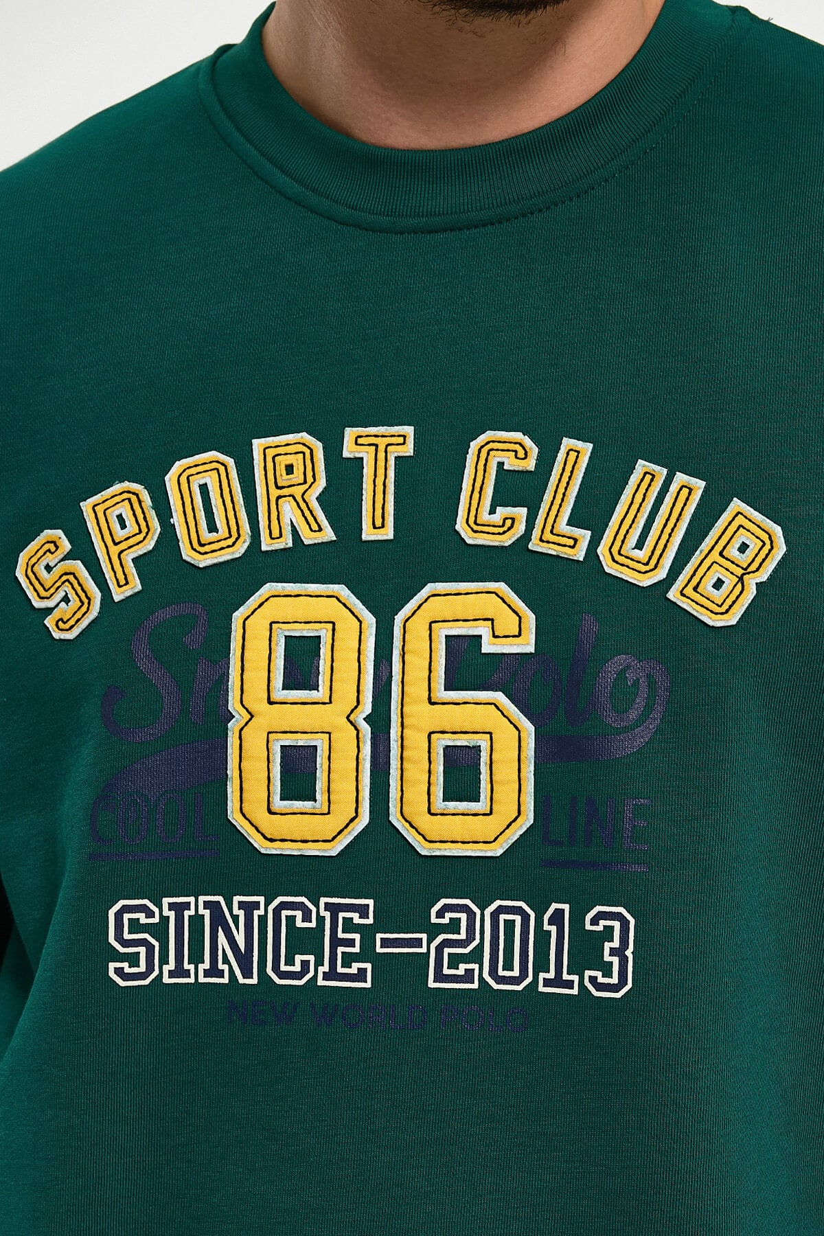 Bisiklet Yaka Yeşil Slim Fit Sweatshirt 23FWM60159