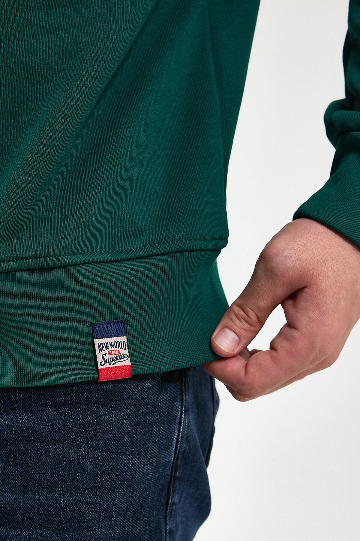 Bisiklet Yaka Yeşil Slim Fit Sweatshirt 23FWM60159