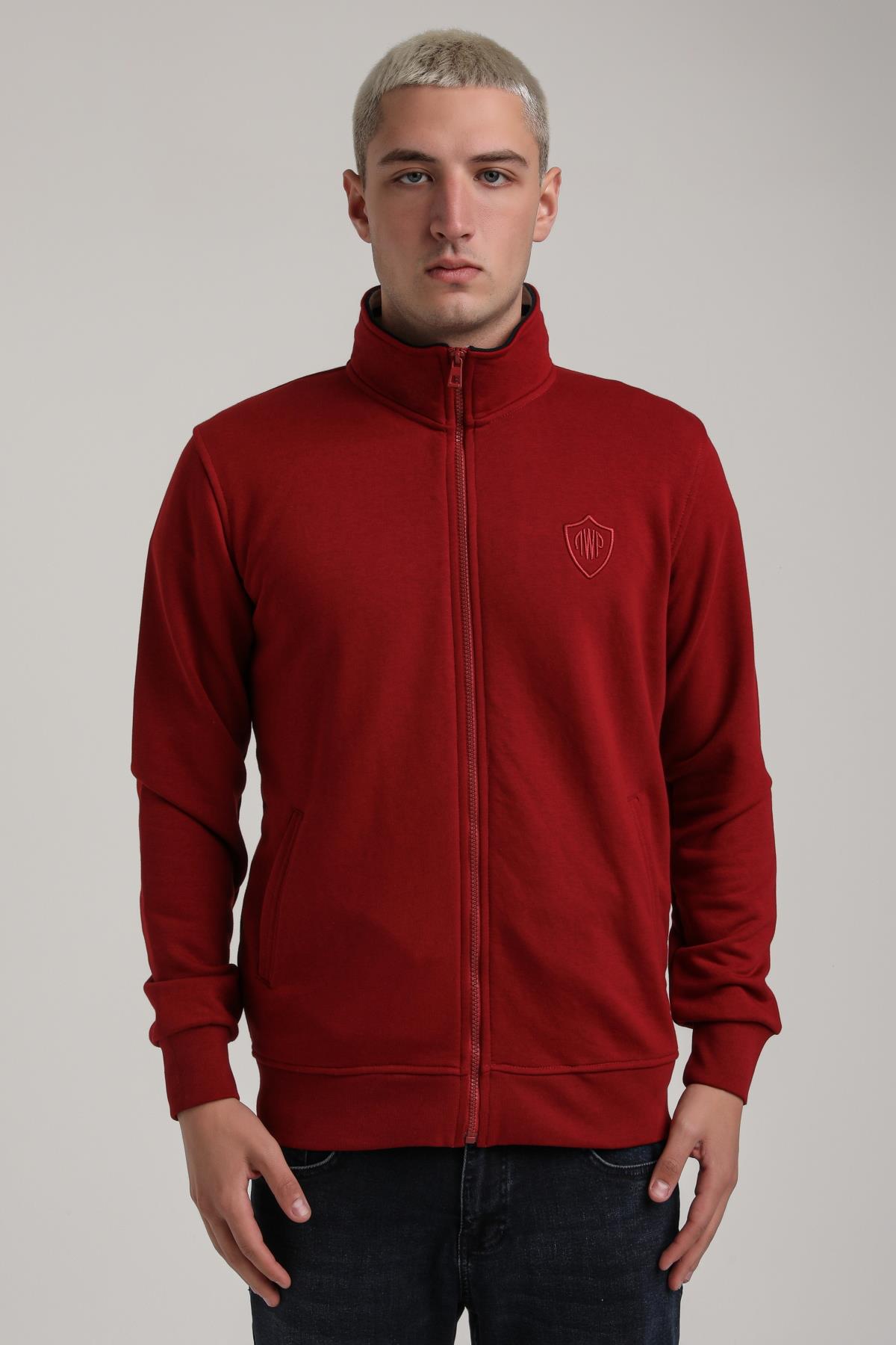 Dik Yaka Bordo Slim Fit Sweatshirt 24FWM60196