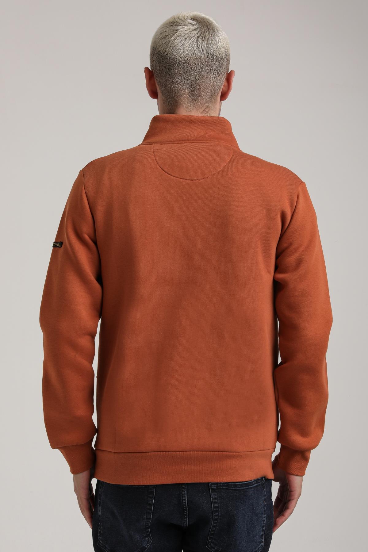 Dik Yaka Kiremit Slim Fit Full-Zip Sweatshirt 24FWM64083