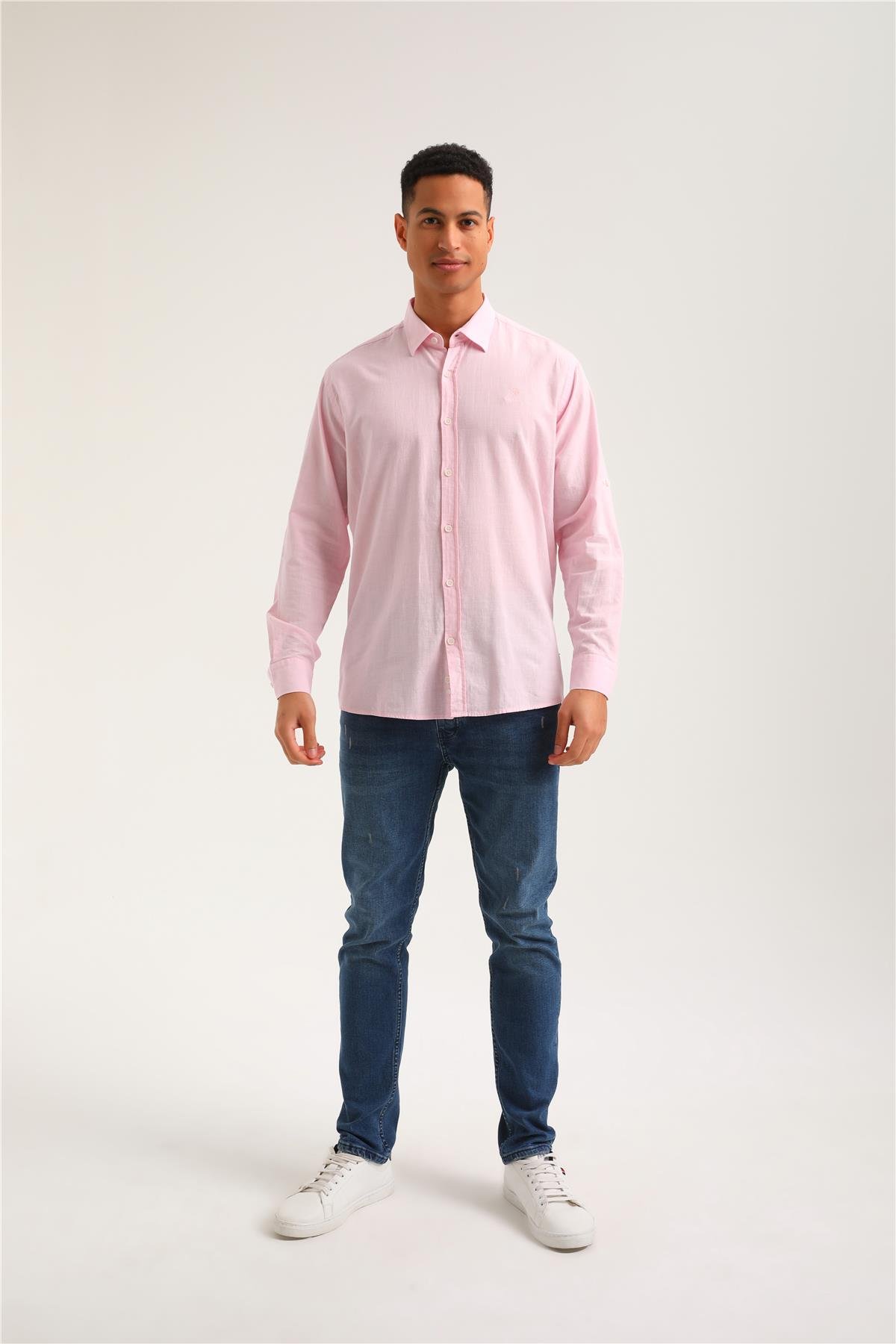 Gömlek Pembe Regular Custom Gömlek 24SSM30002