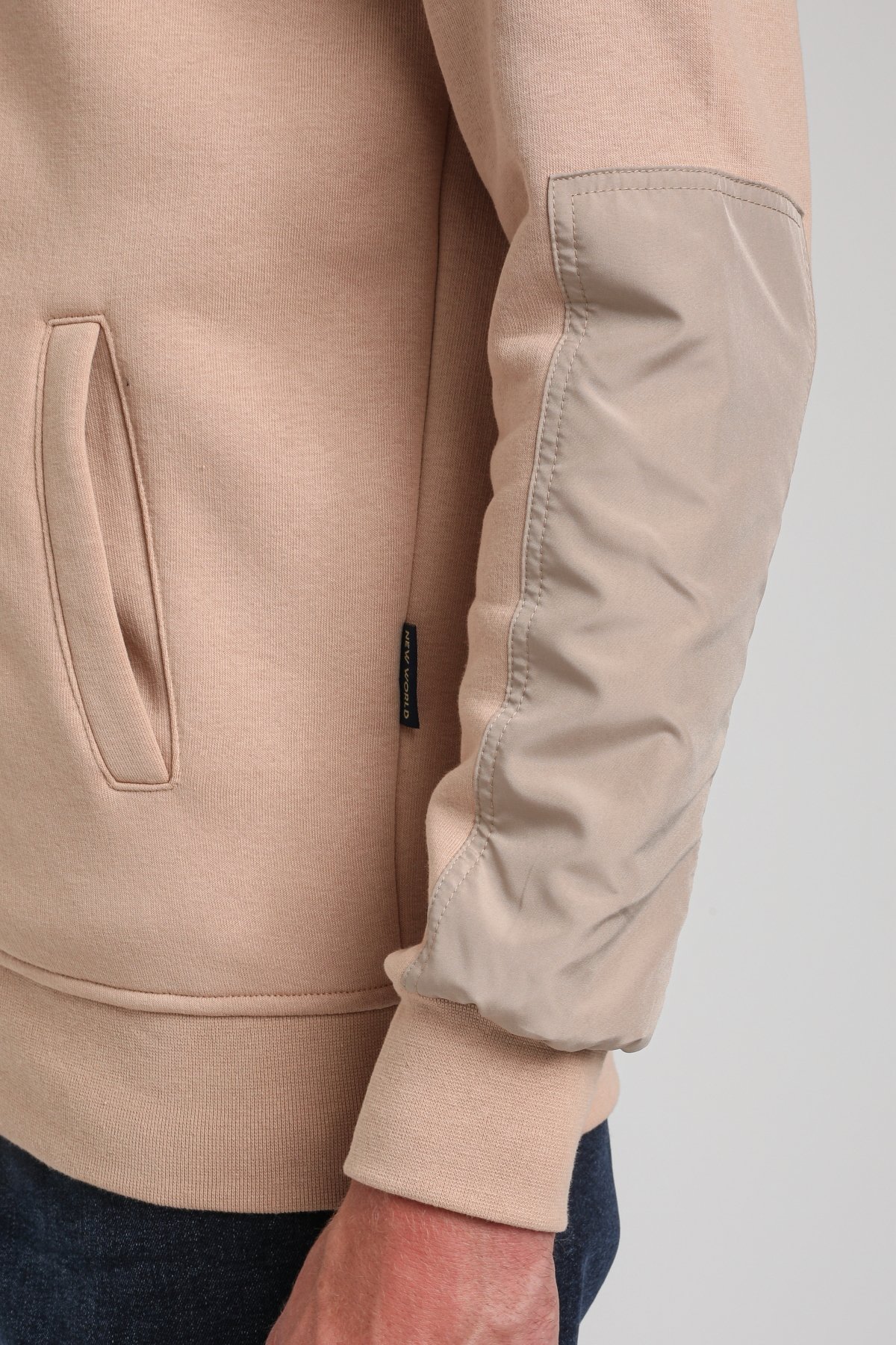 Kapüşonlu Bej Slim Fit Full-Zip Sweatshirt 23FWM64067