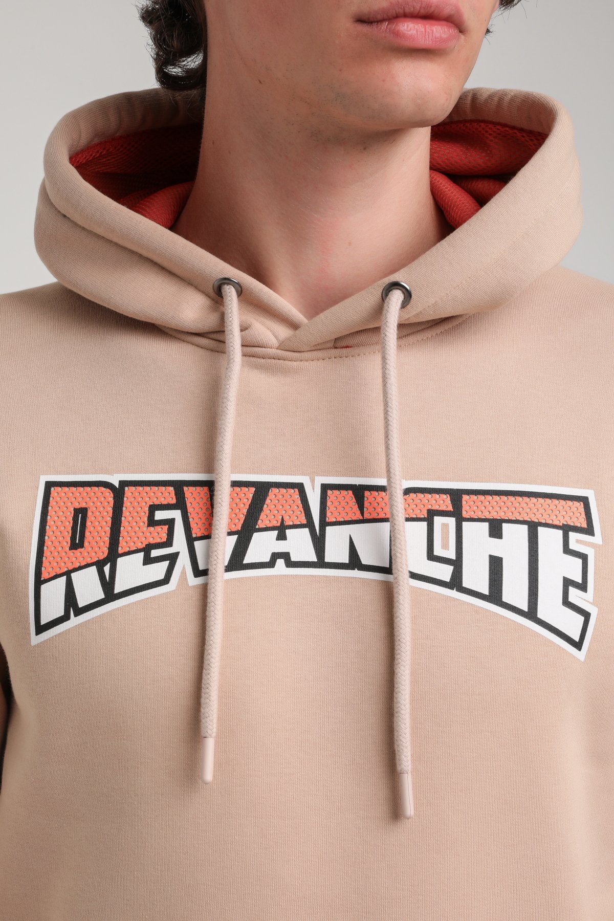 Kapüşonlu Bej Slim Fit Hoodie 23FWM64058