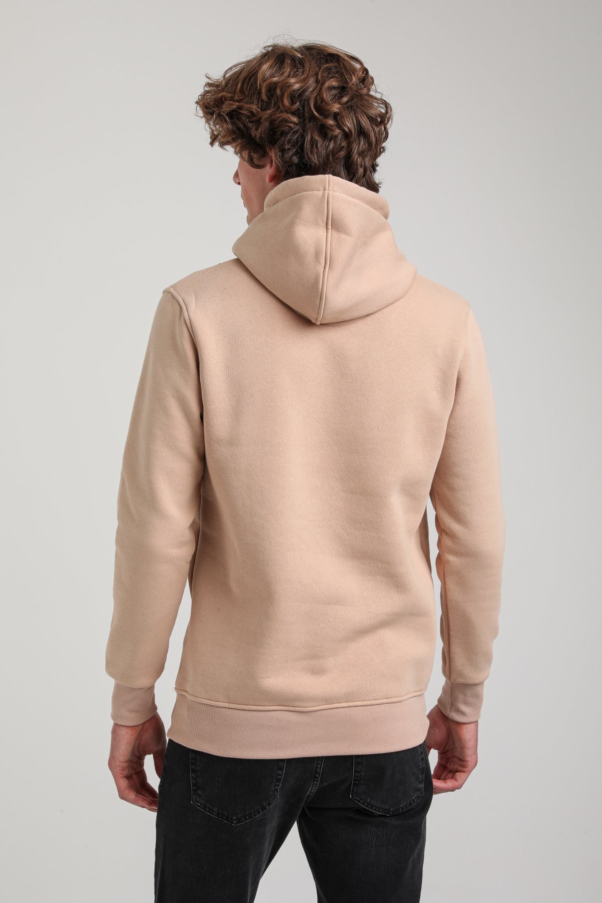Kapüşonlu Bej Slim Fit Hoodie 23FWM64058