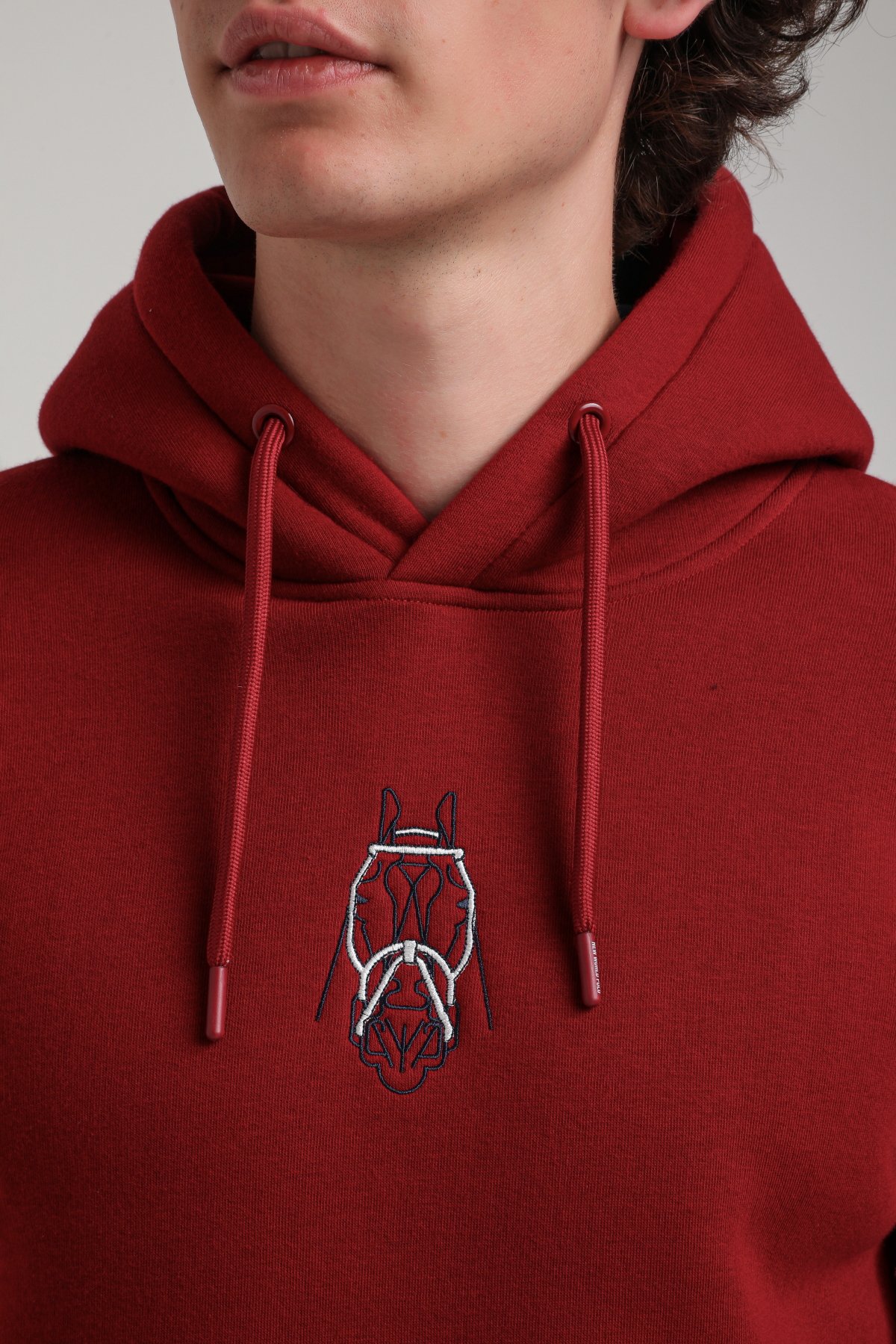Kapüşonlu Bordo Slim Fit Hoodie 23FWM64046