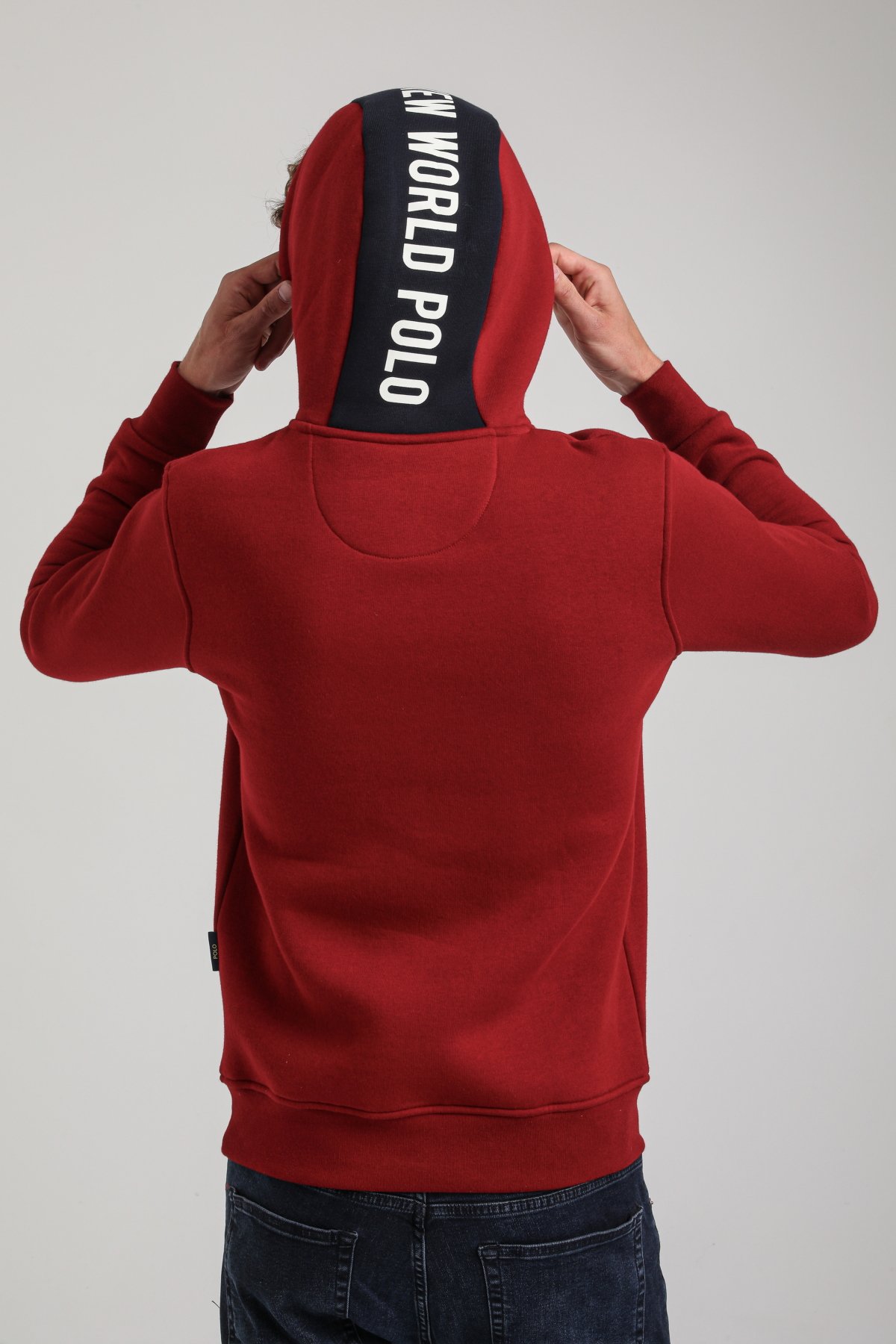 Kapüşonlu Bordo Slim Fit Hoodie 23FWM64046