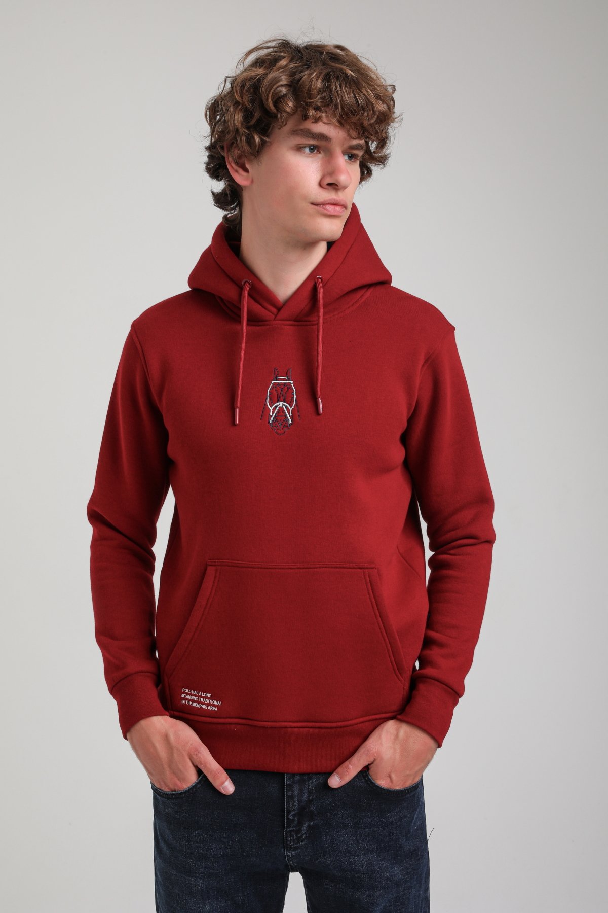 Kapüşonlu Bordo Slim Fit Hoodie 23FWM64046