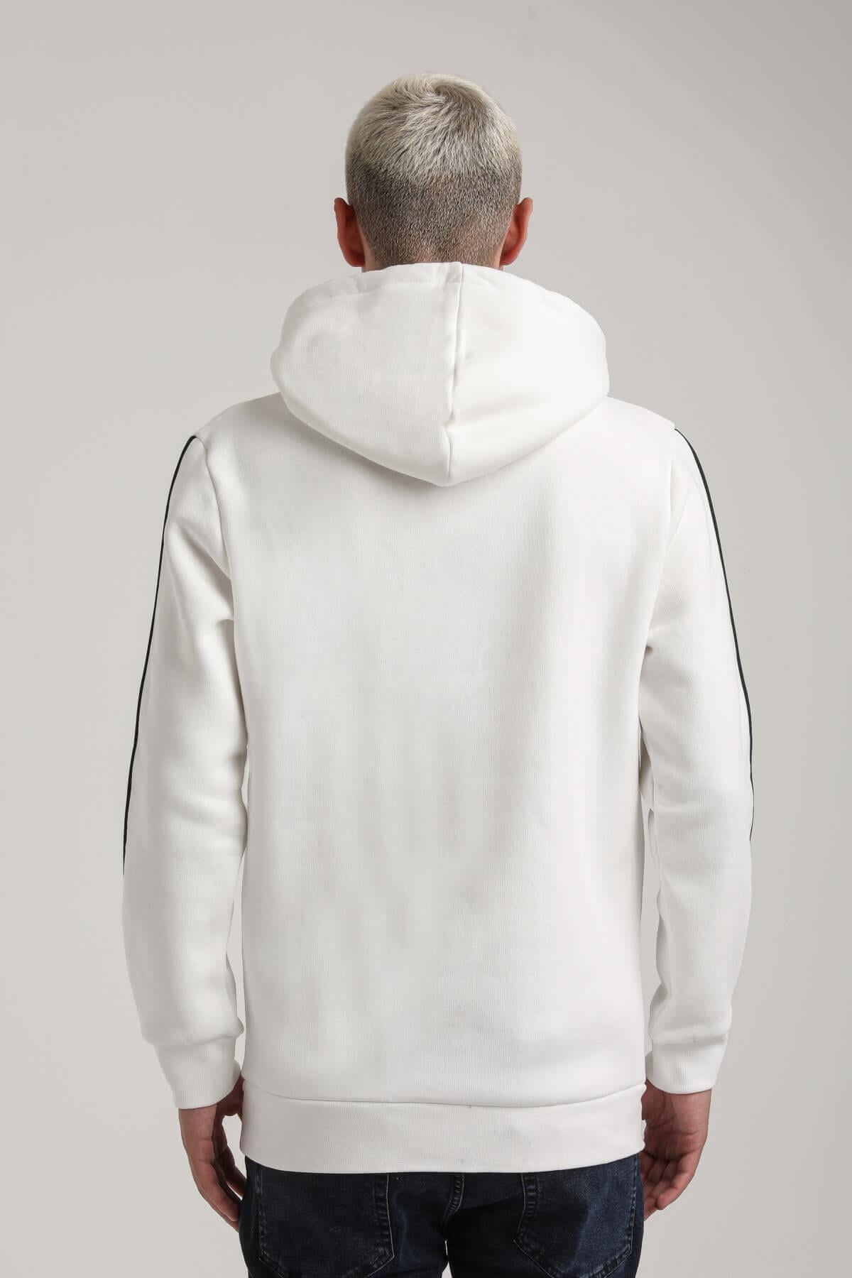 Kapüşonlu Ekru Slim Fit Full-Zip Sweatshirt 24FWM64079