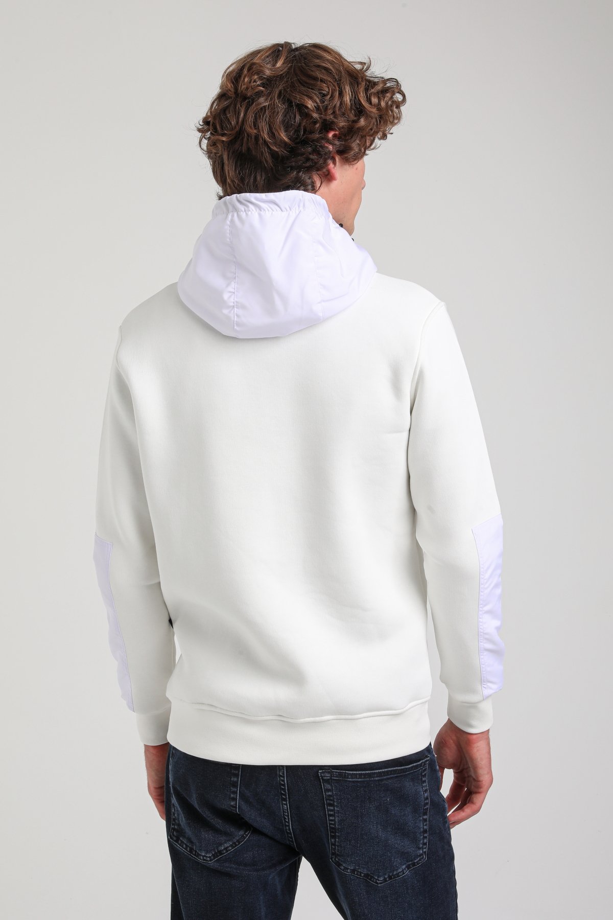 Kapüşonlu Ekru Slim Fit Full-Zip Sweatshirt 23FWM64067