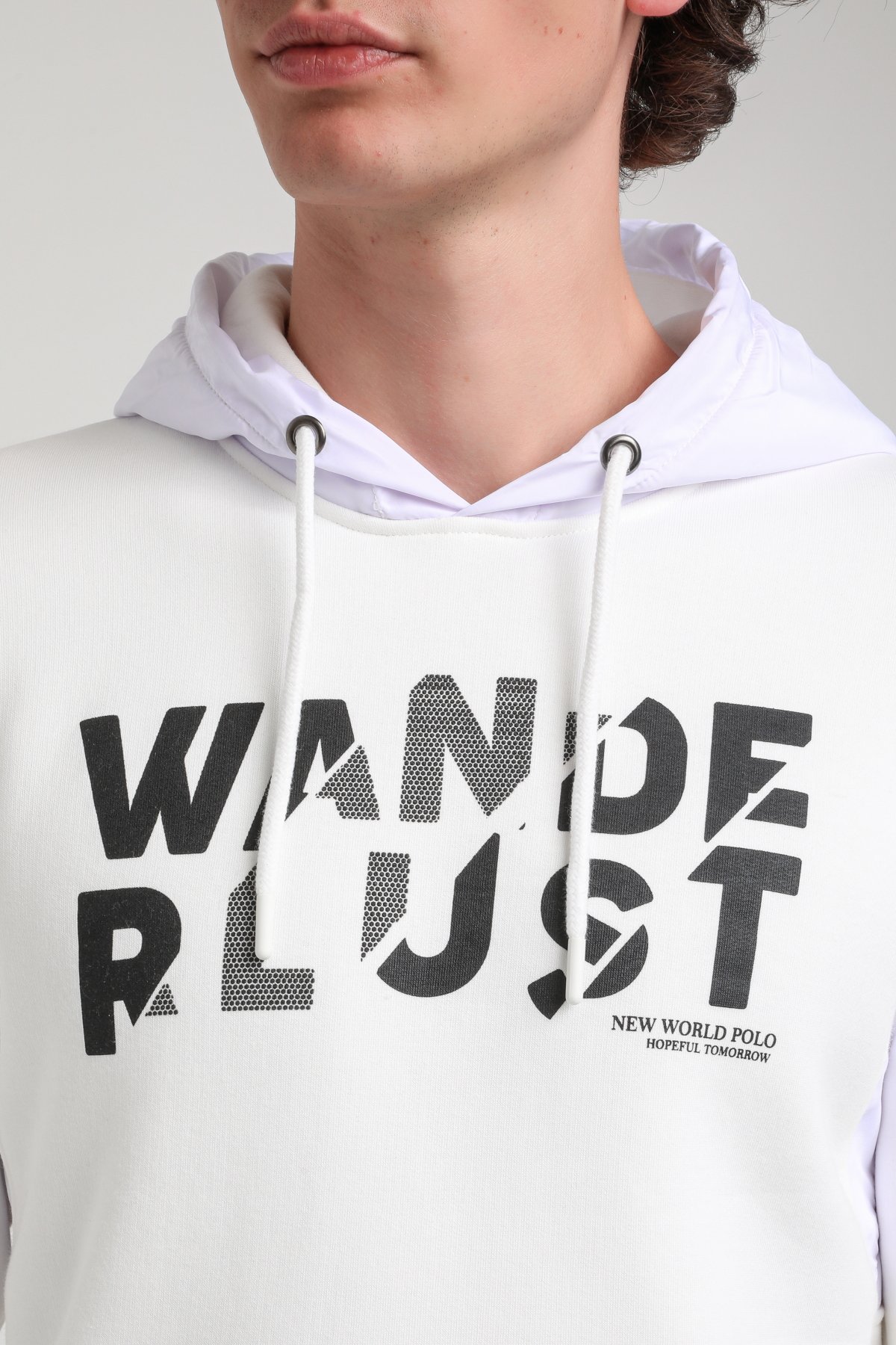 Kapüşonlu Ekru Slim Fit Hoodie 23FWM64059
