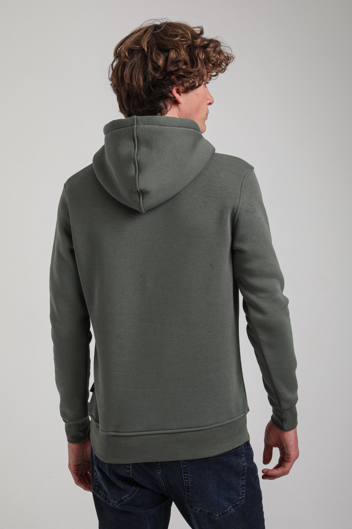 Kapüşonlu Haki Slim Fit Hoodie 23FWM64069