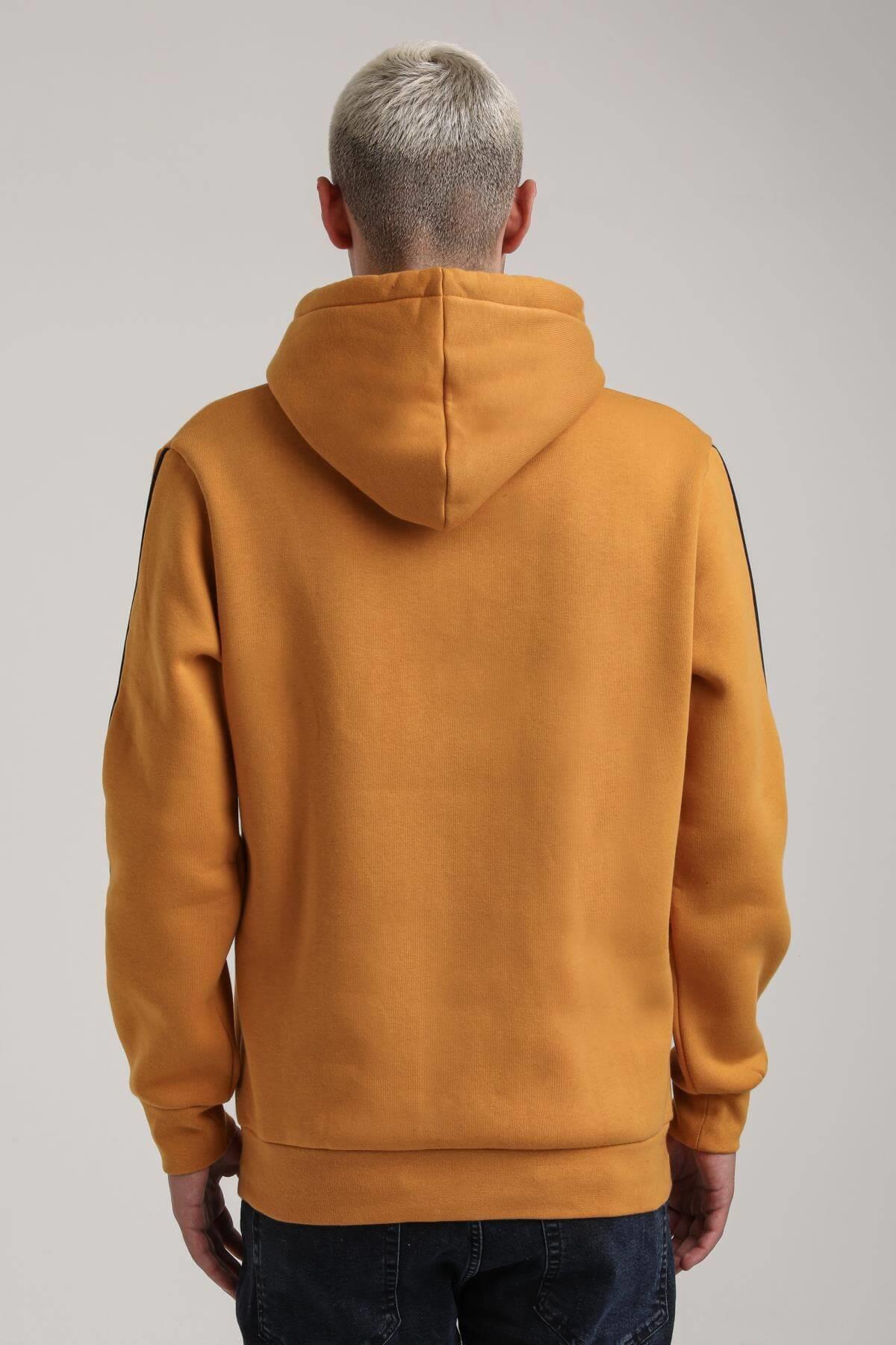 Kapüşonlu Hardal Slim Fit Full-Zip Sweatshirt 24FWM64079
