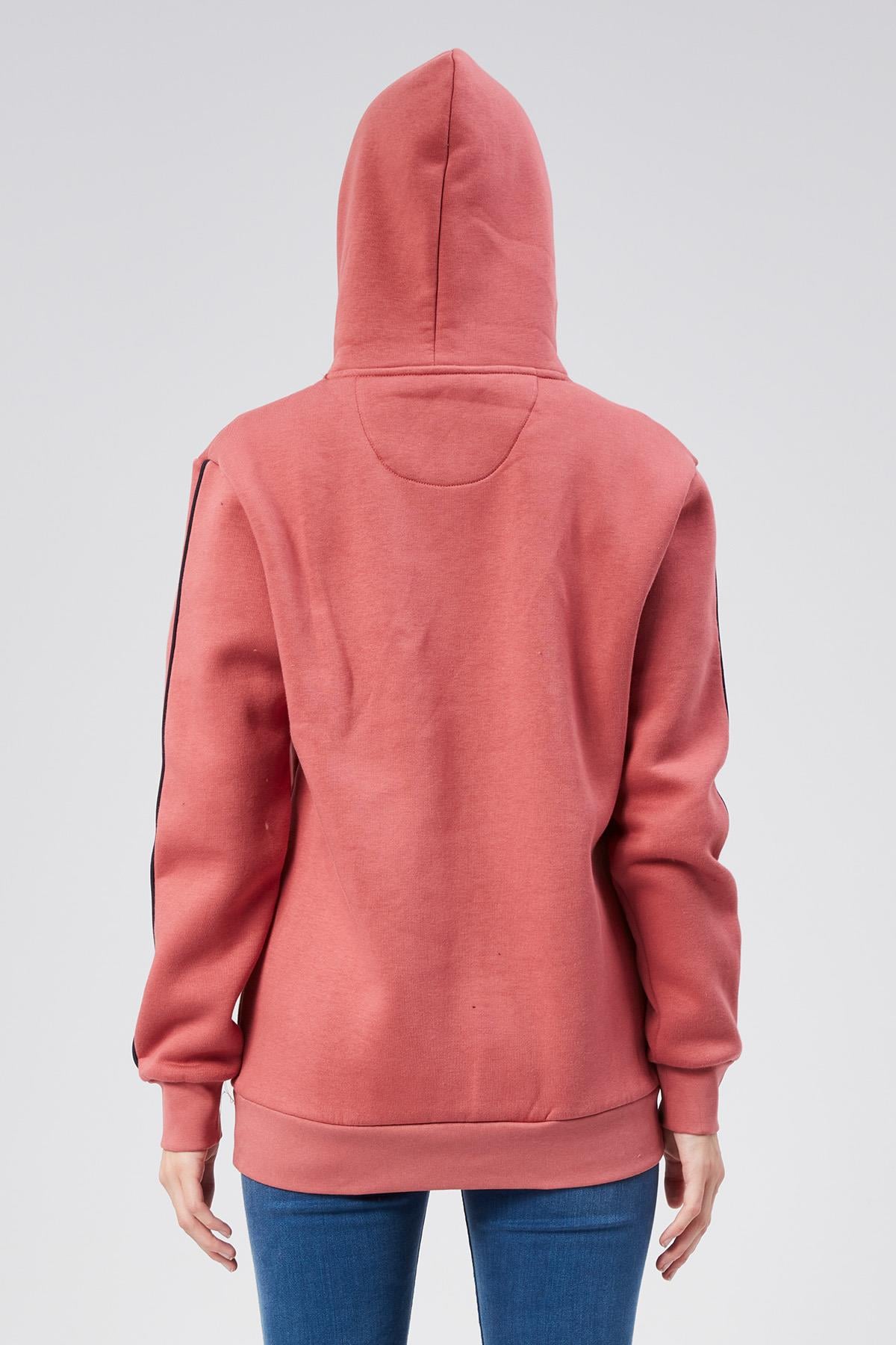 Kapüşonlu Kadın Kestane Slim Fit Sweatshirt 24FWW64079